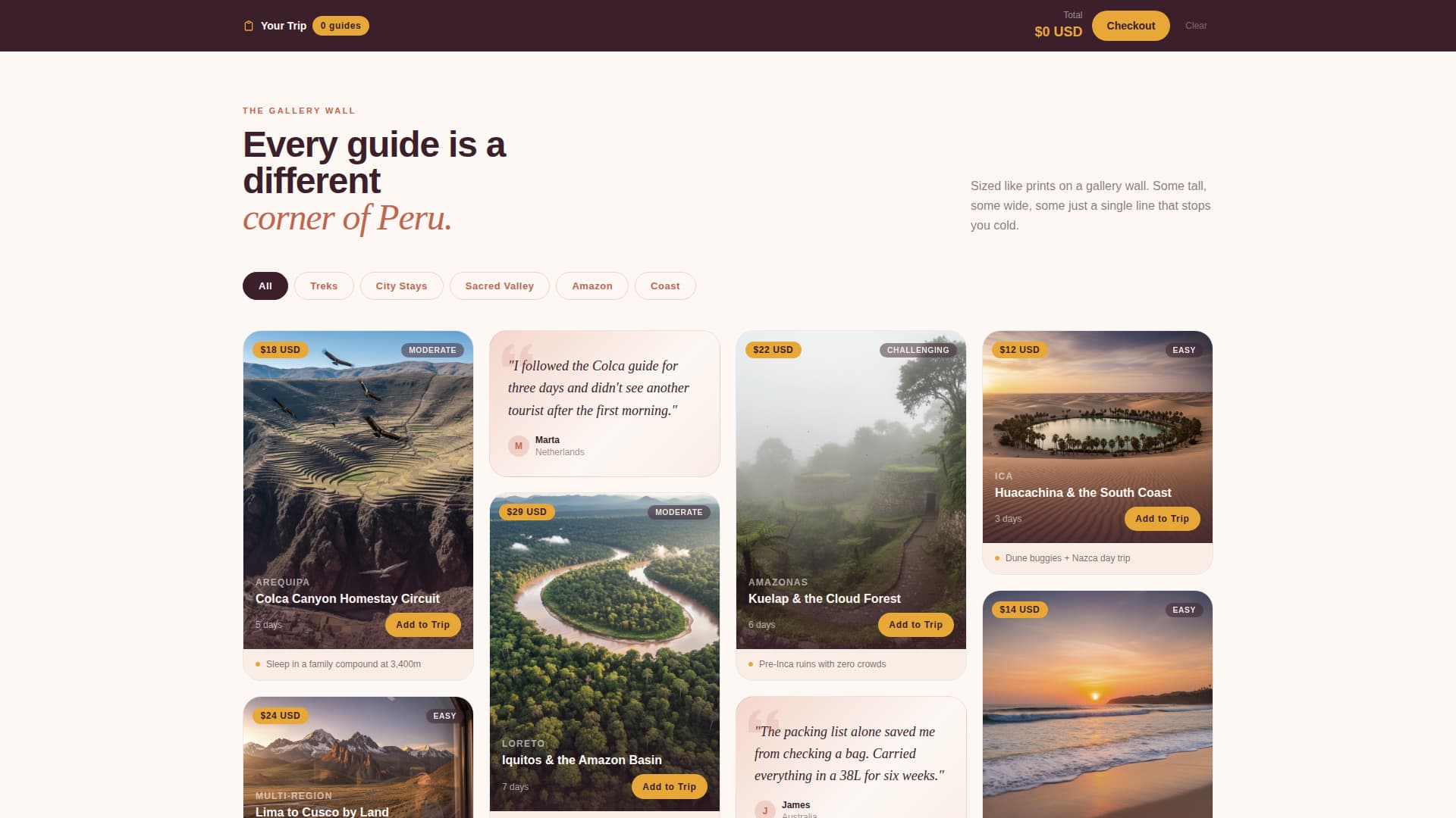 Camino - Immersive Solo Travel Landing Page Template