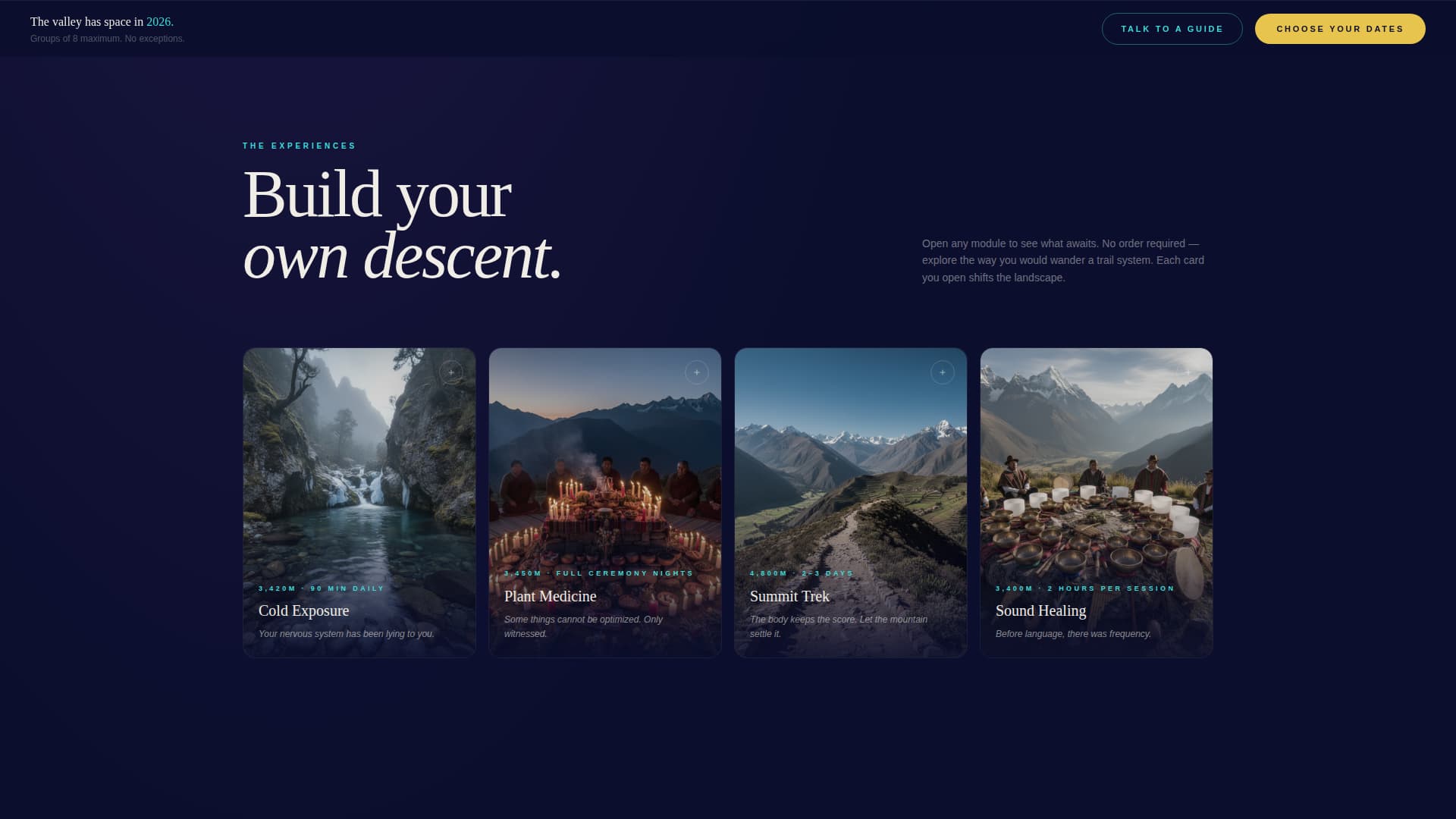 Altiplano - Immersive Retreat Landing Page Template