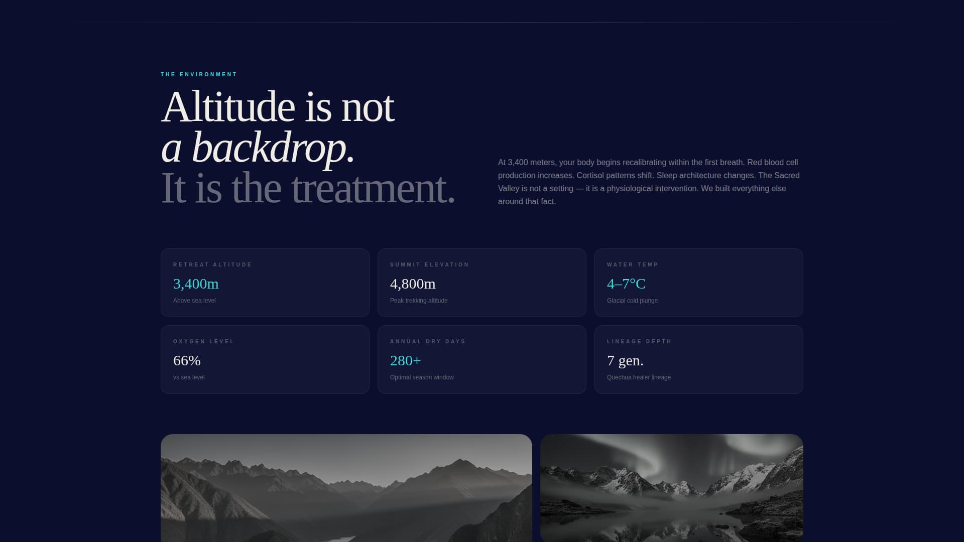 Altiplano - Immersive Retreat Landing Page Template
