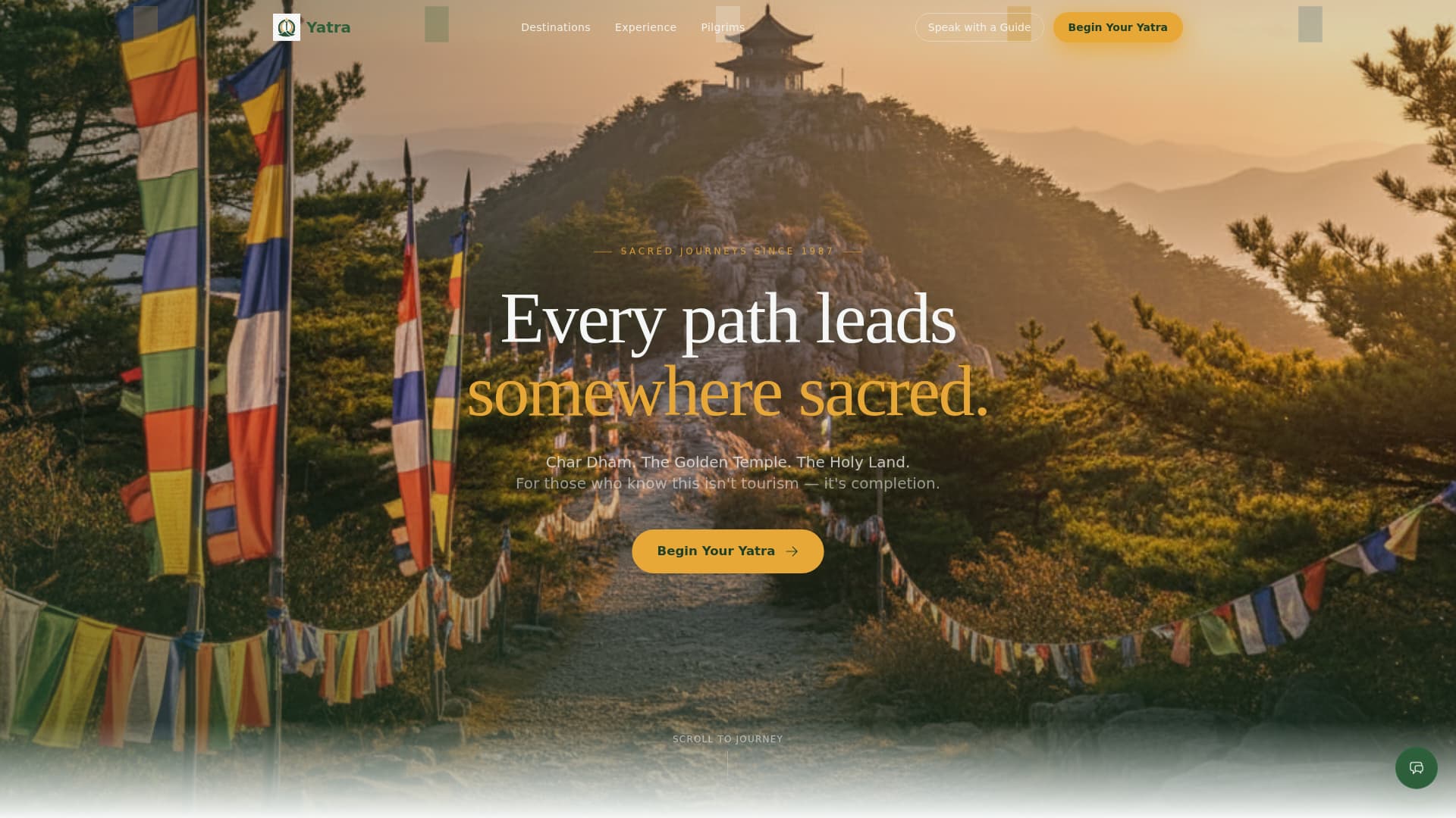 Yatra - Sacred Pilgrimage Landing Page Template