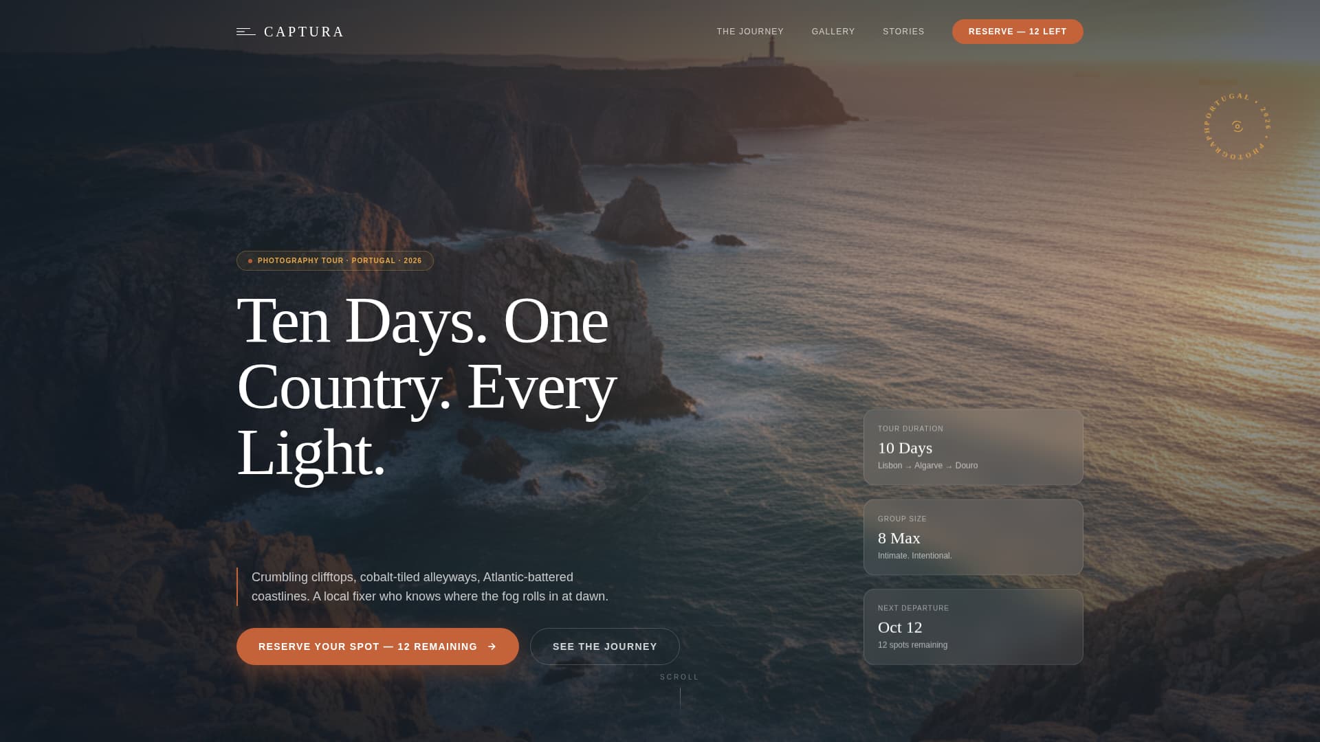 Captura - Stunning Photography Landing Page Template