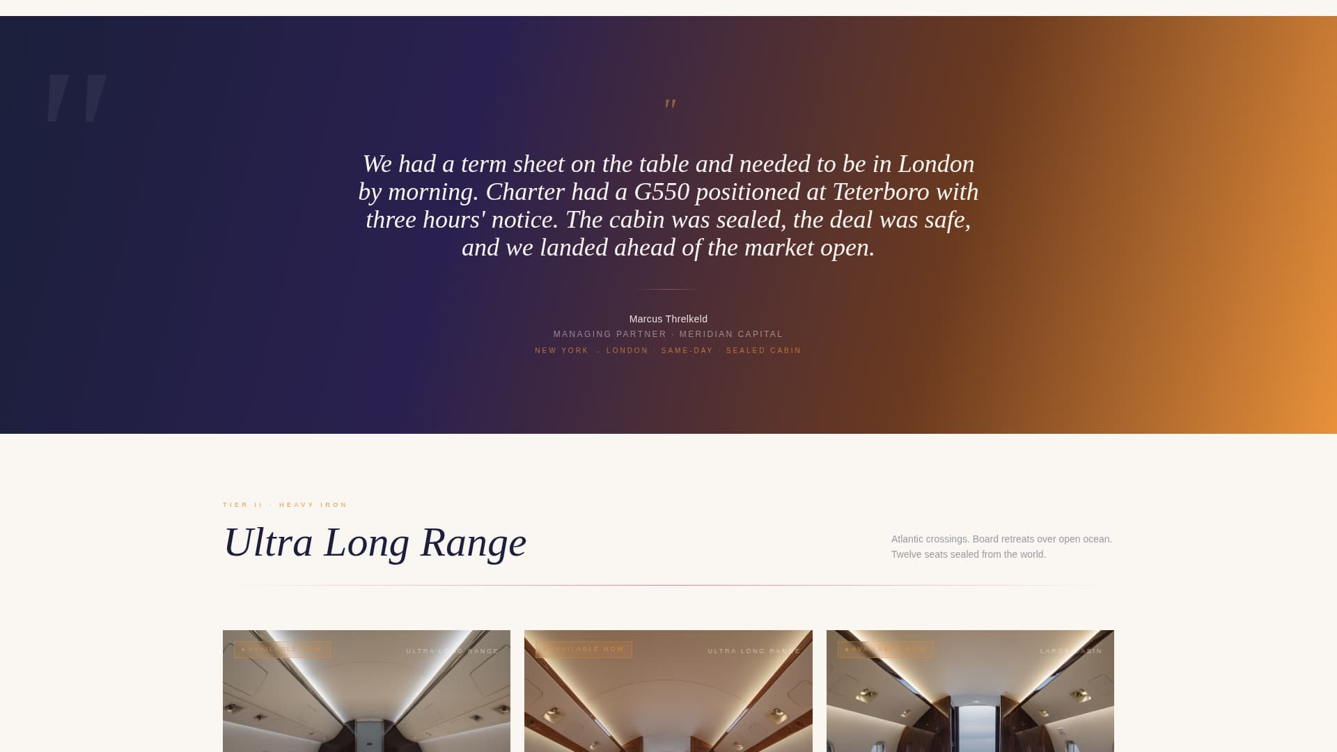 Charter - Exclusive Aviation Landing Page Template