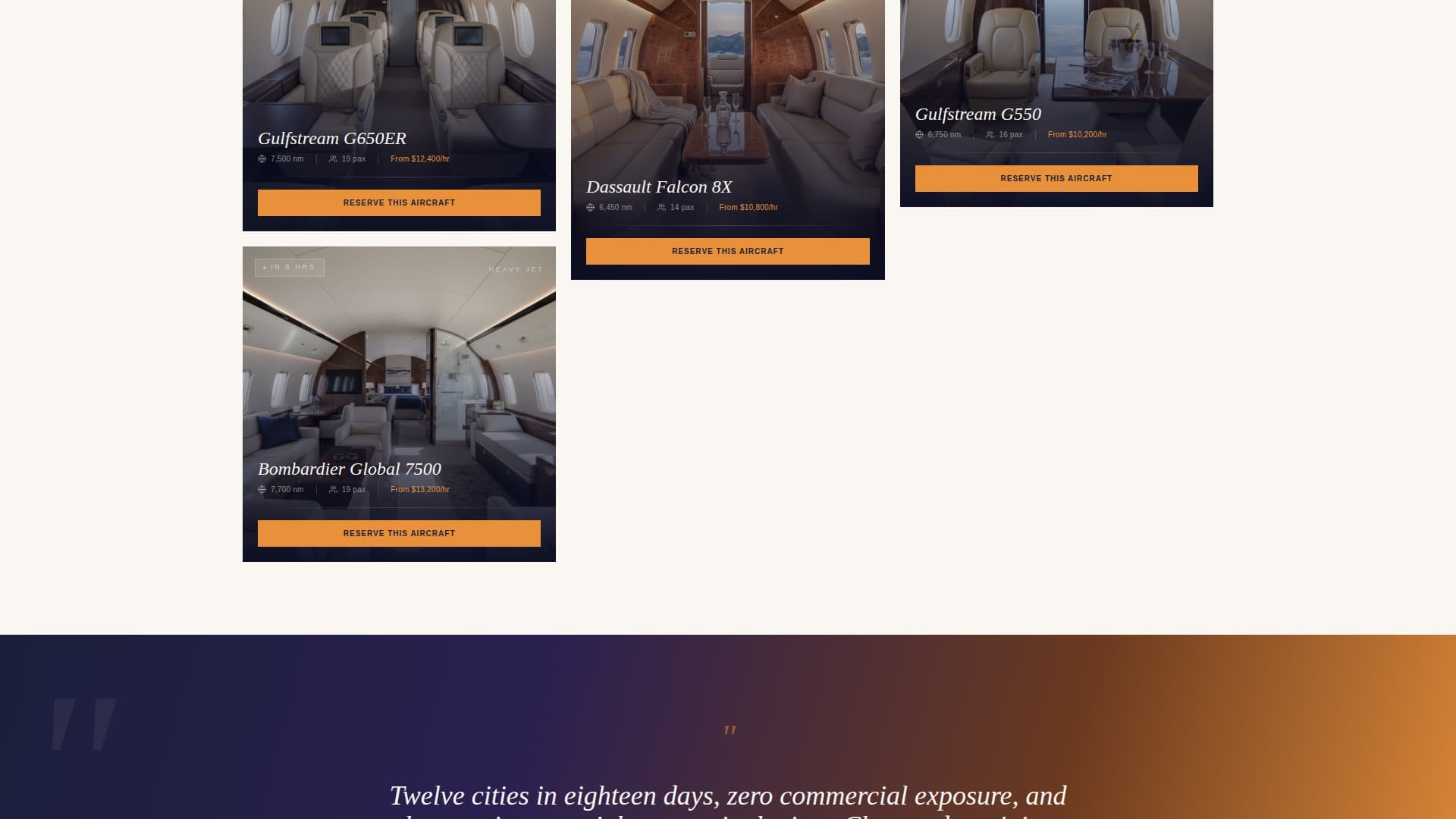 Charter - Exclusive Aviation Landing Page Template
