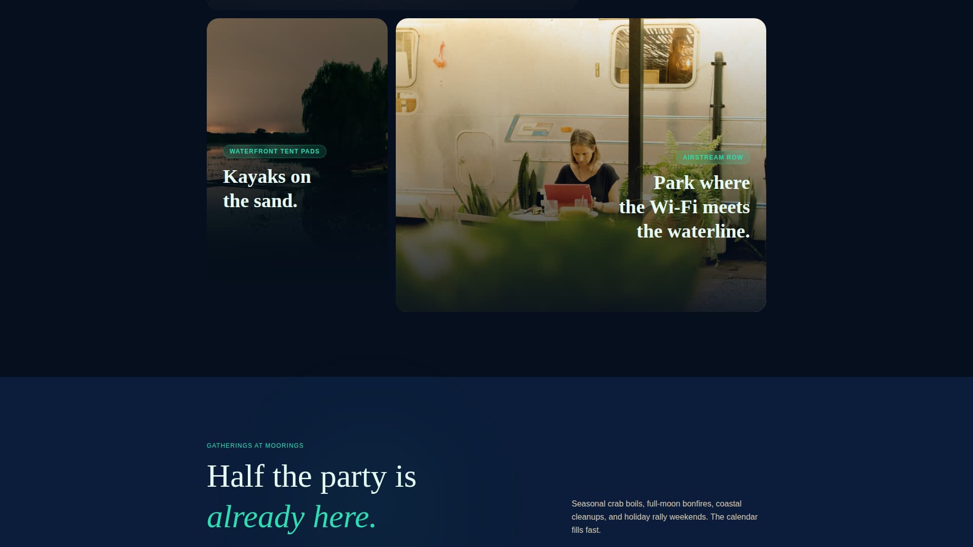 Tidebreak - Oceanfront Campground Landing Page Template