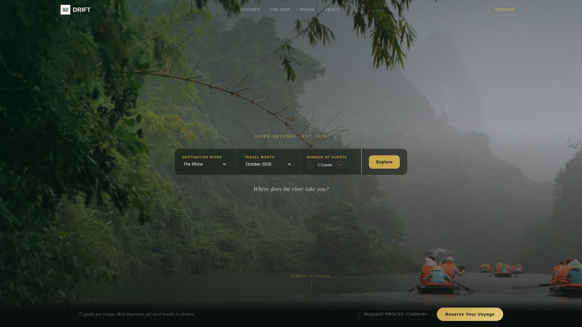 Drift - Luxe Rivercruise Landing Page Template