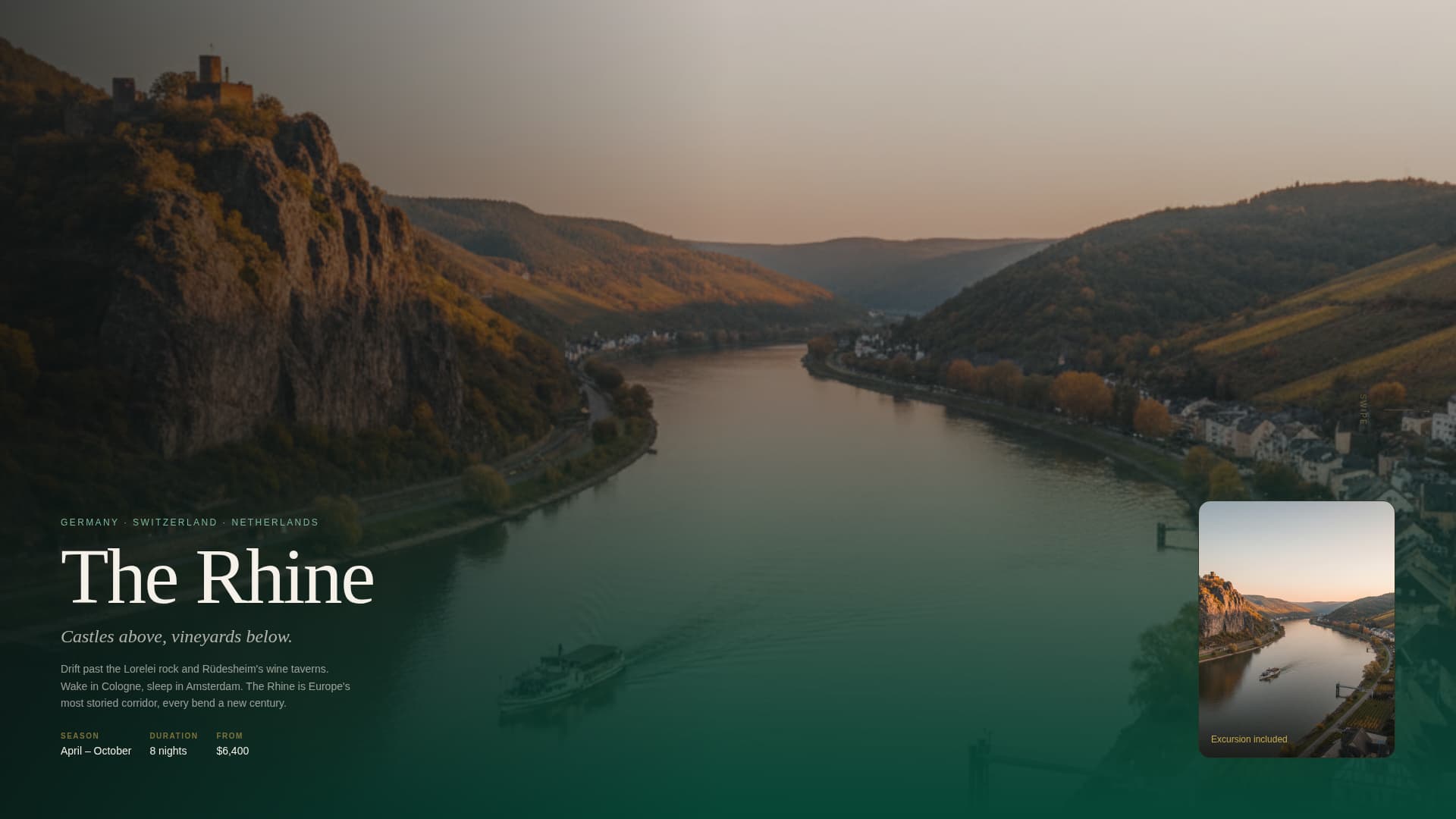 Drift - Luxe Rivercruise Landing Page Template