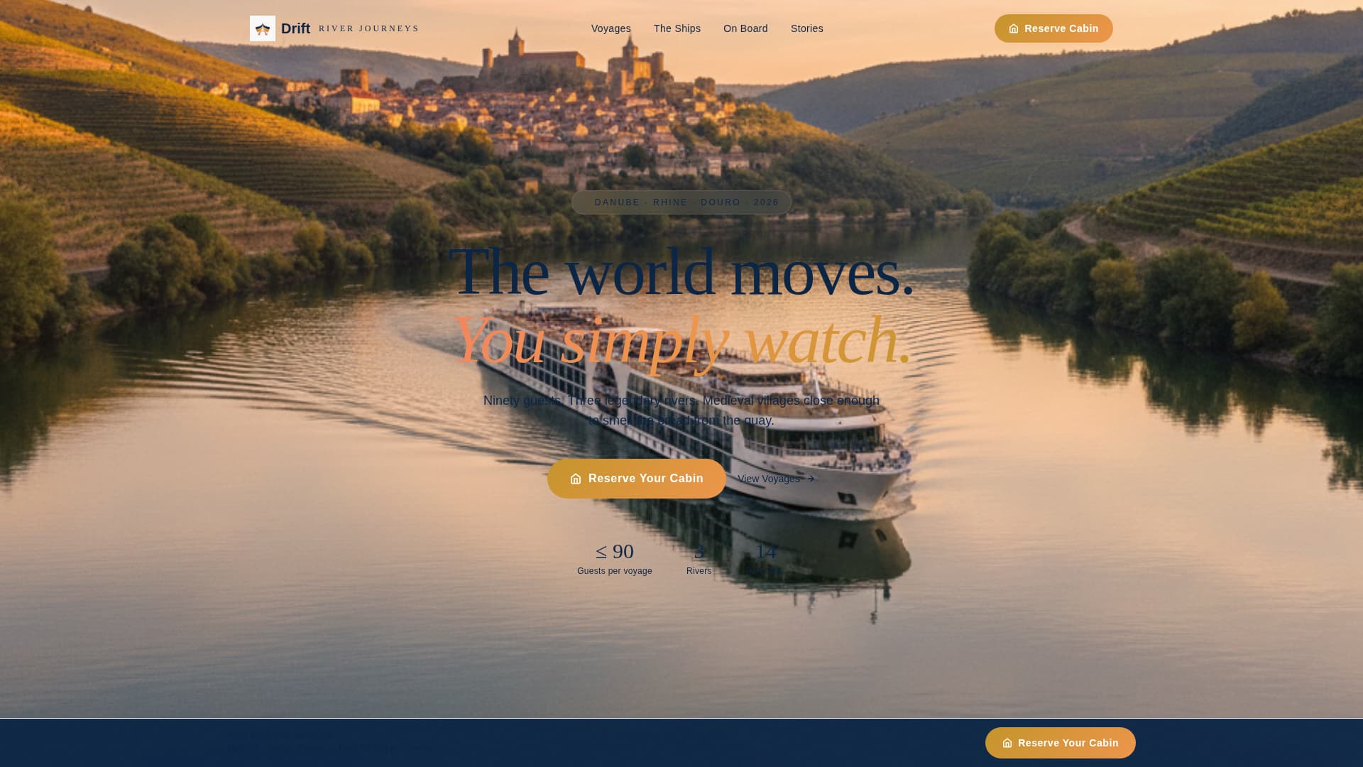 Drift - Scenic Rivercruise Landing Page Template