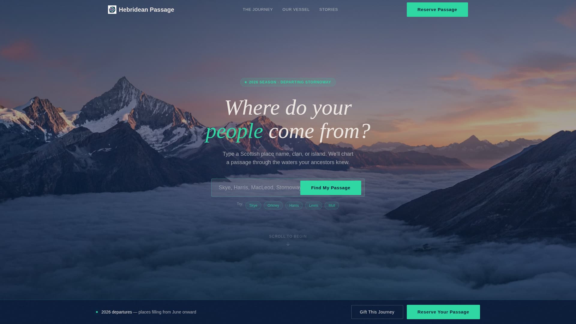 Passage - Immersive Scotland Landing Page Template