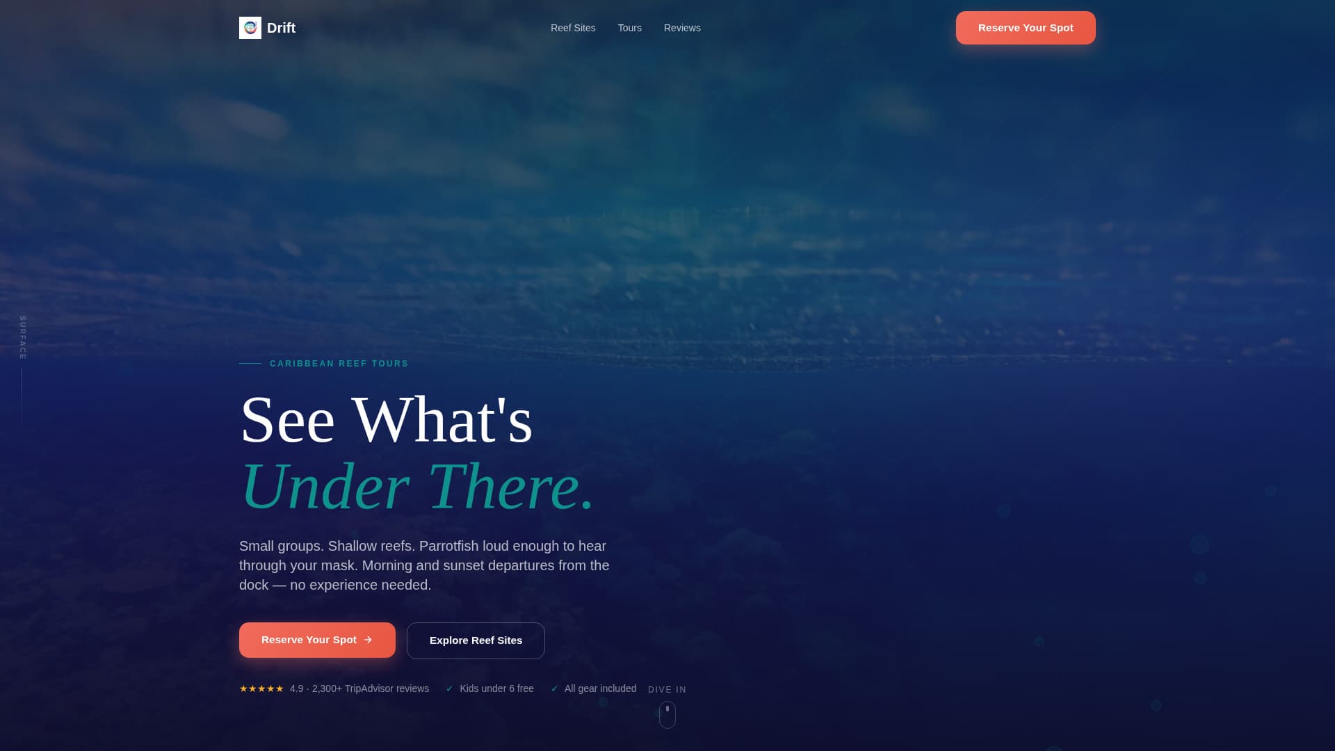 Drift - Immersive Snorkeling Landing Page Template