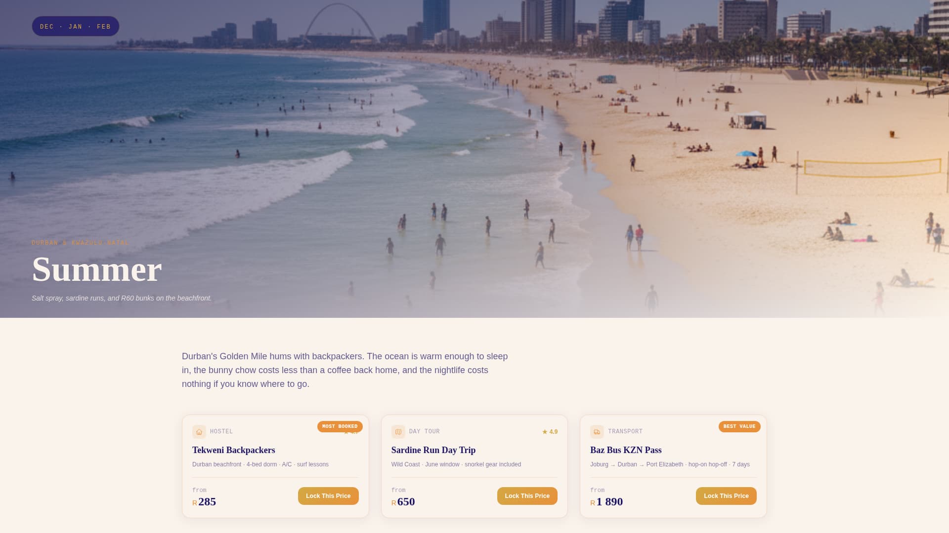 Drift - Immersive Budget Travel Landing Page Template