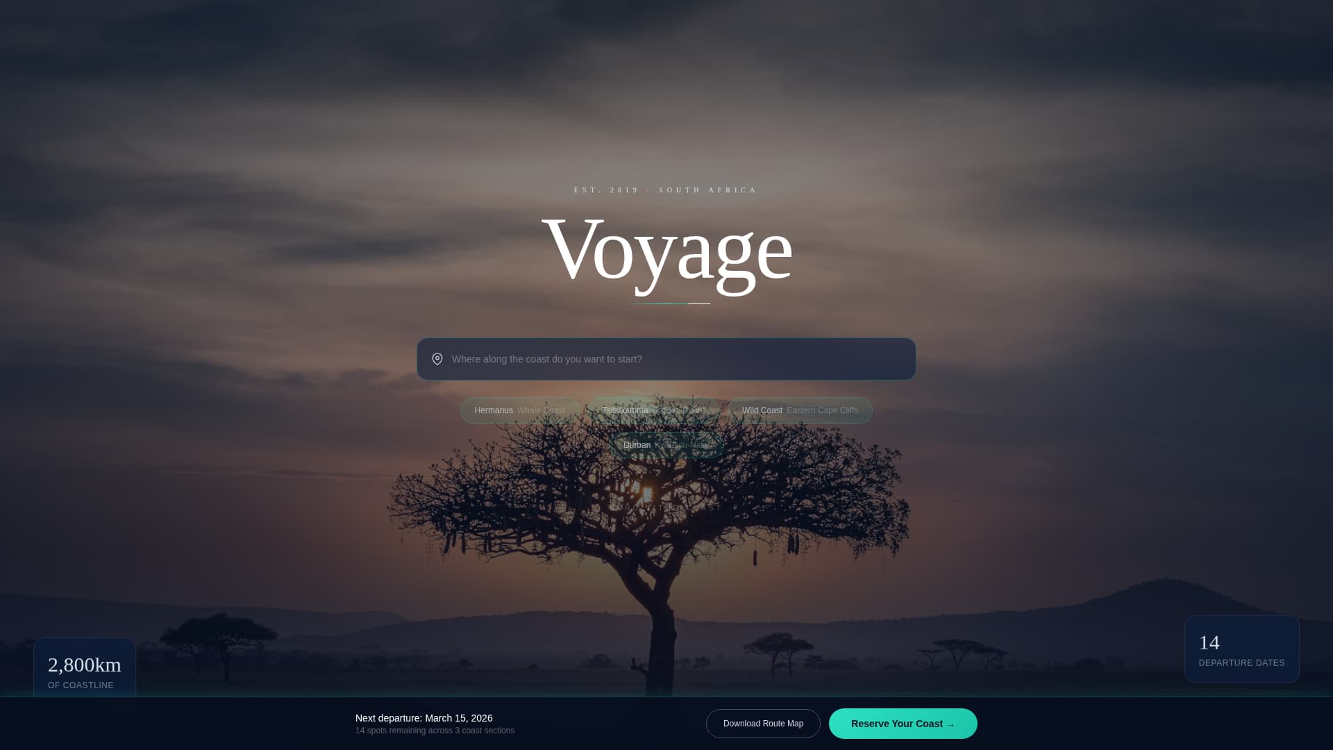Voyage - Cinematic Coastline Landing Page Template