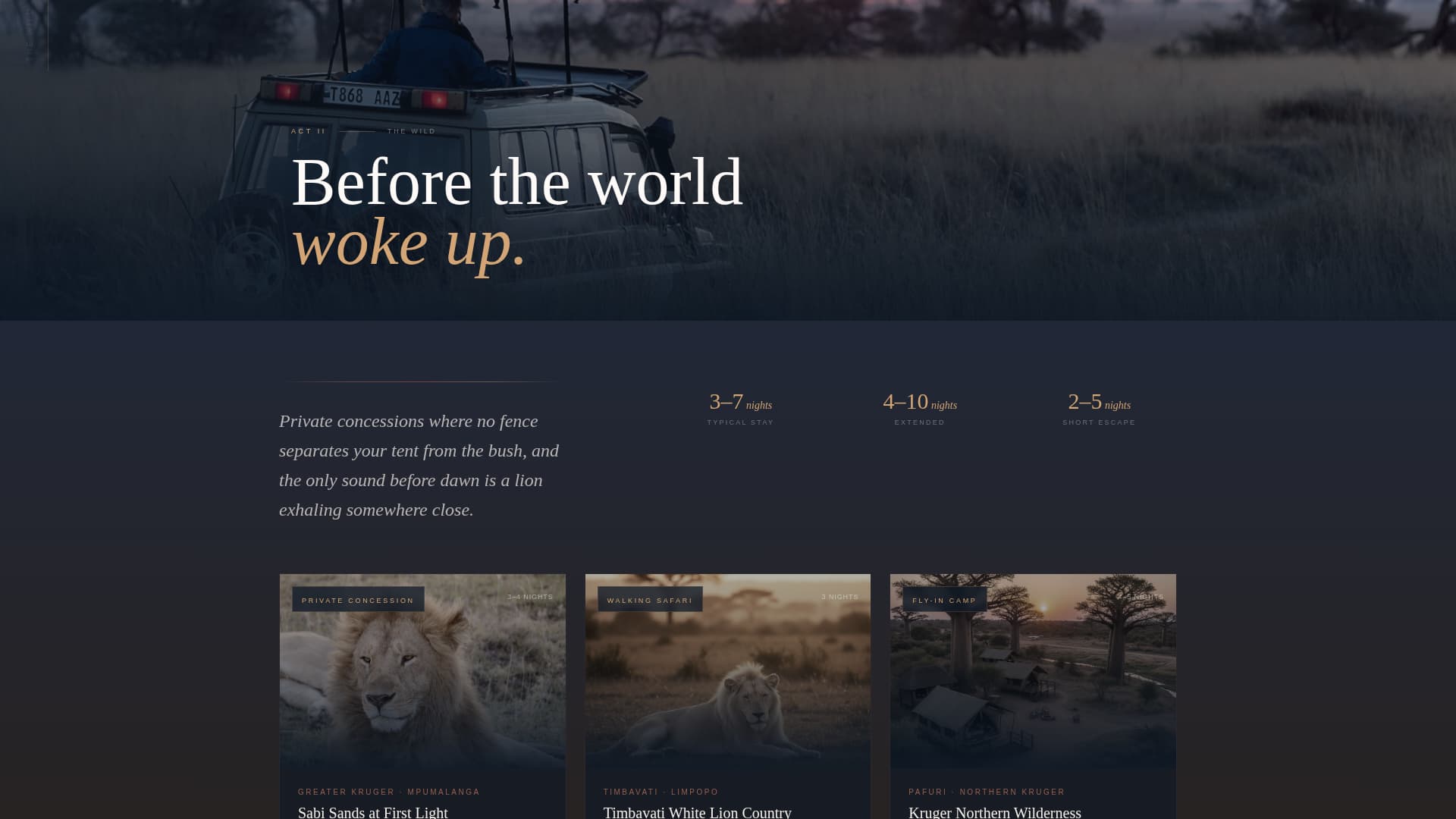 Safari - Immersive Luxury Landing Page Template