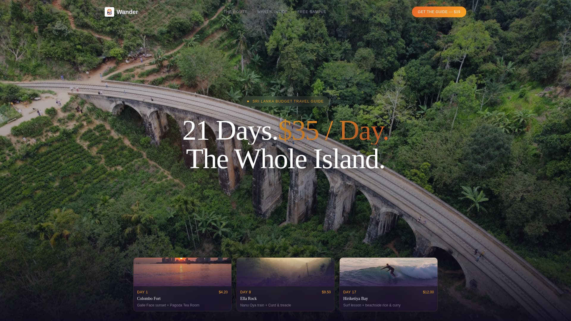 Wander - Immersive Backpacker Landing Page Template