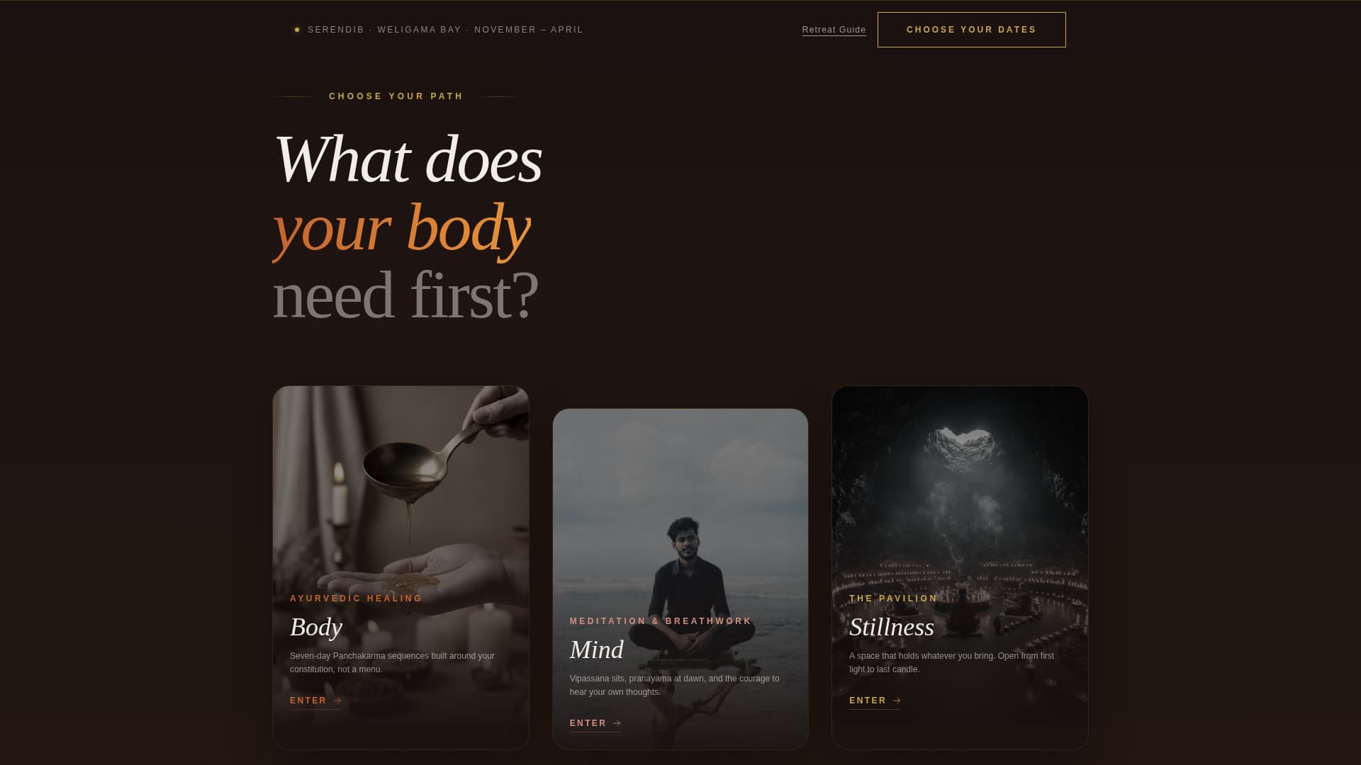 Serendib - Immersive Wellness Landing Page Template