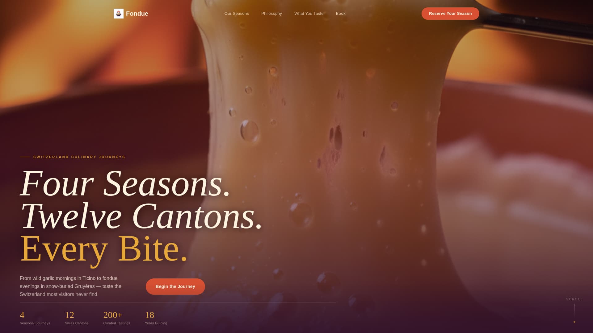 Fondue - Immersive Culinary Landing Page Template