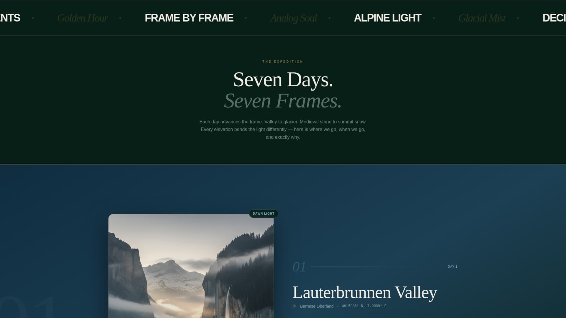 Frame — Cinematic Portfolio Landing Page Template
