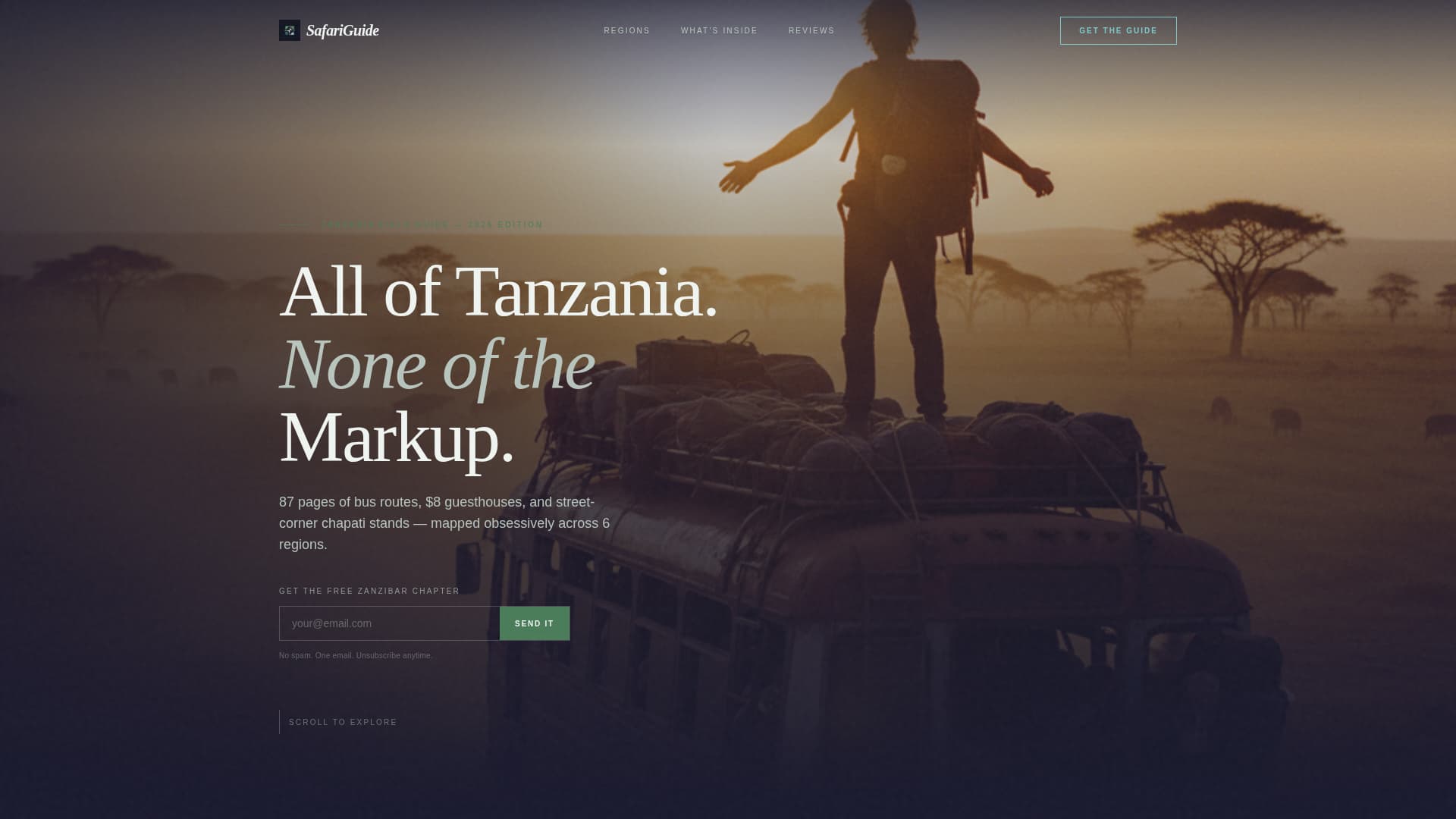 Safari - Immersive Budget Travel Landing Page Template