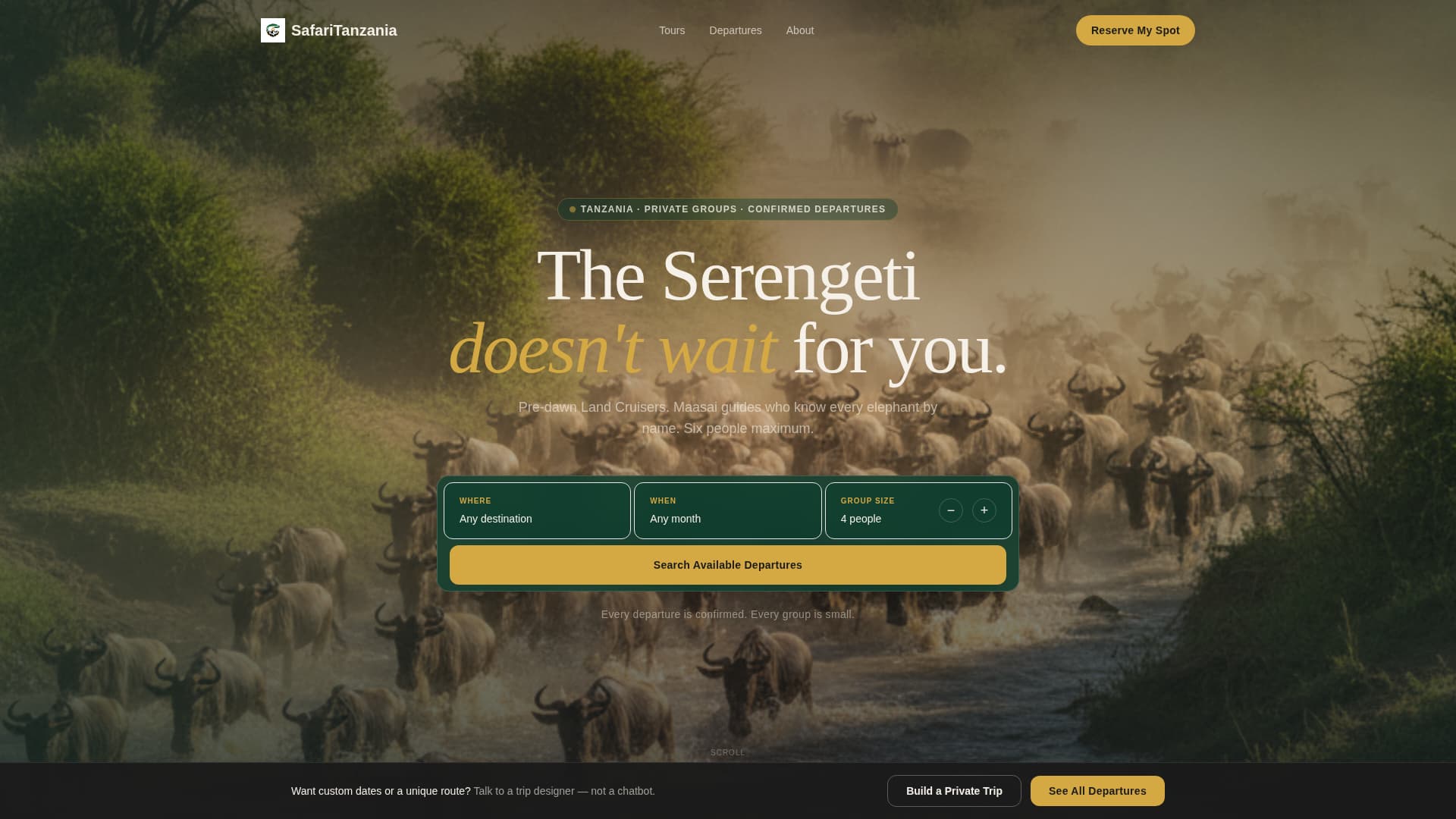 Trek Safari — Adventure Landing Page Template