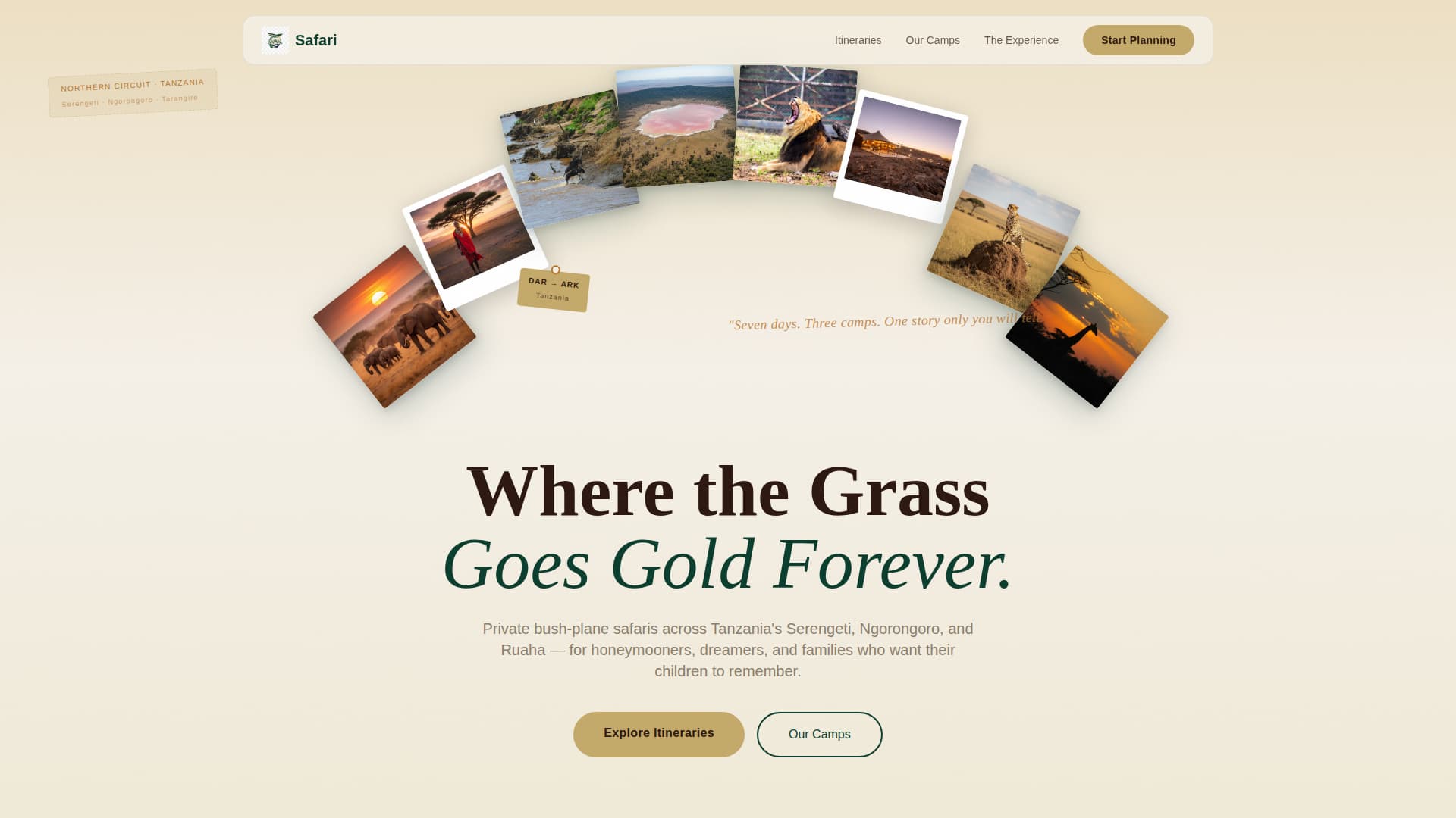 Trek Adventure — Safari Landing Page Template