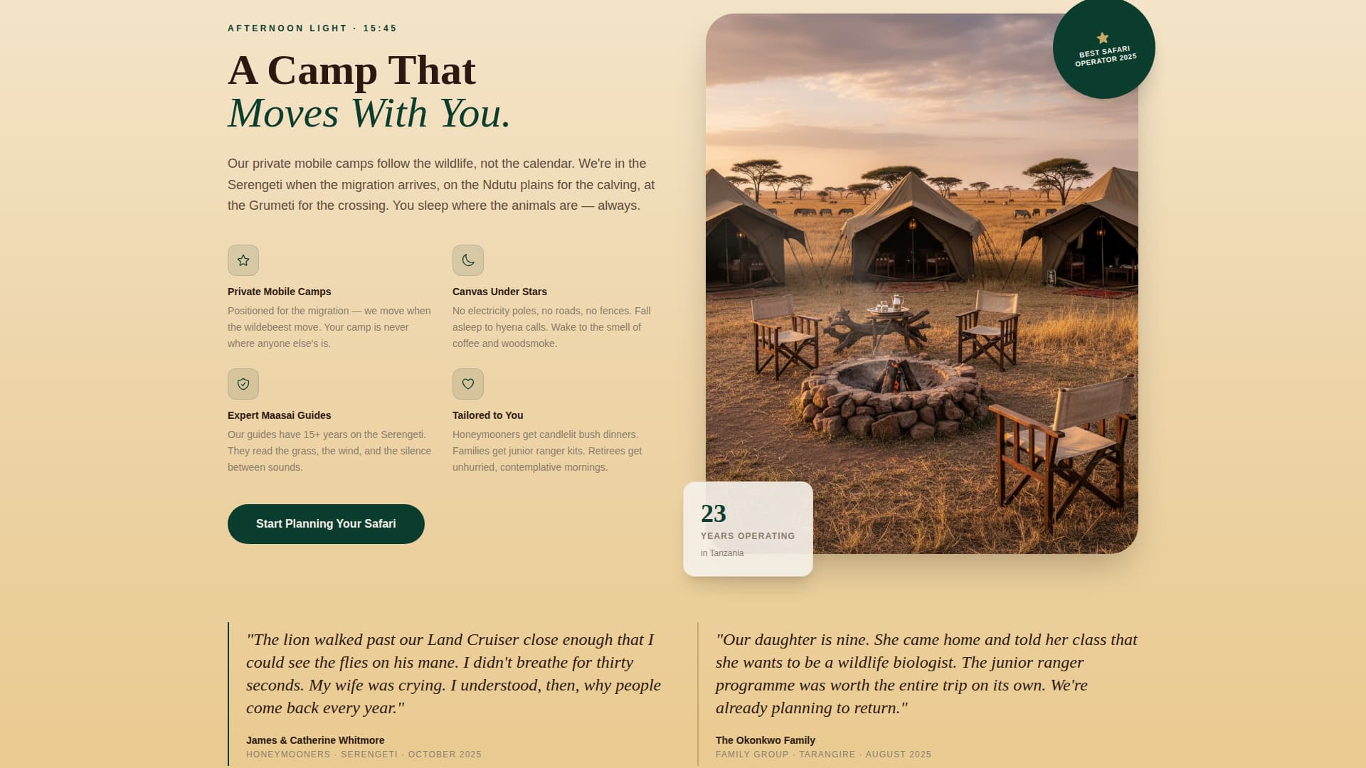 Trek Adventure — Safari Landing Page Template