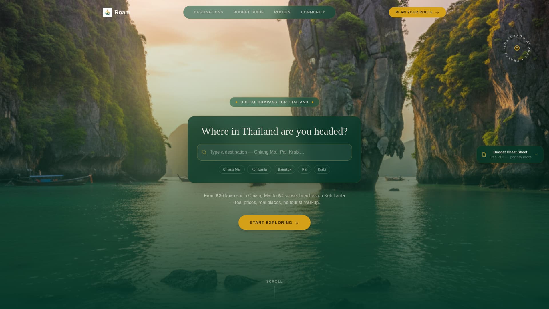 Roam - Immersive Backpacker Landing Page Template