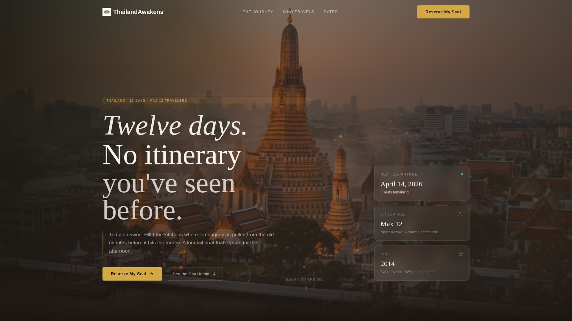 Sawadee - Immersive Cultural Landing Page Template