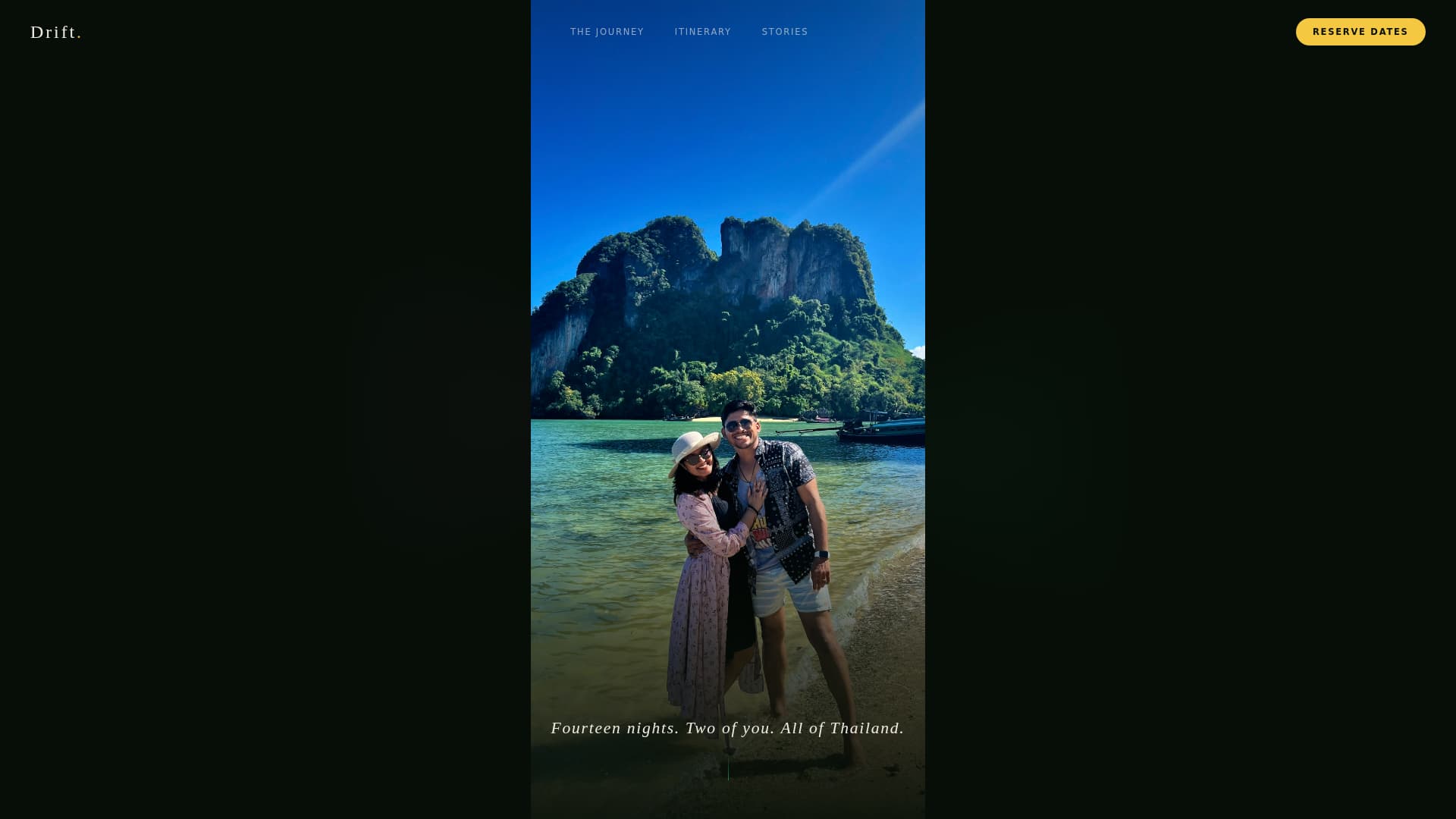 Drift - Immersive Honeymoon Landing Page Template