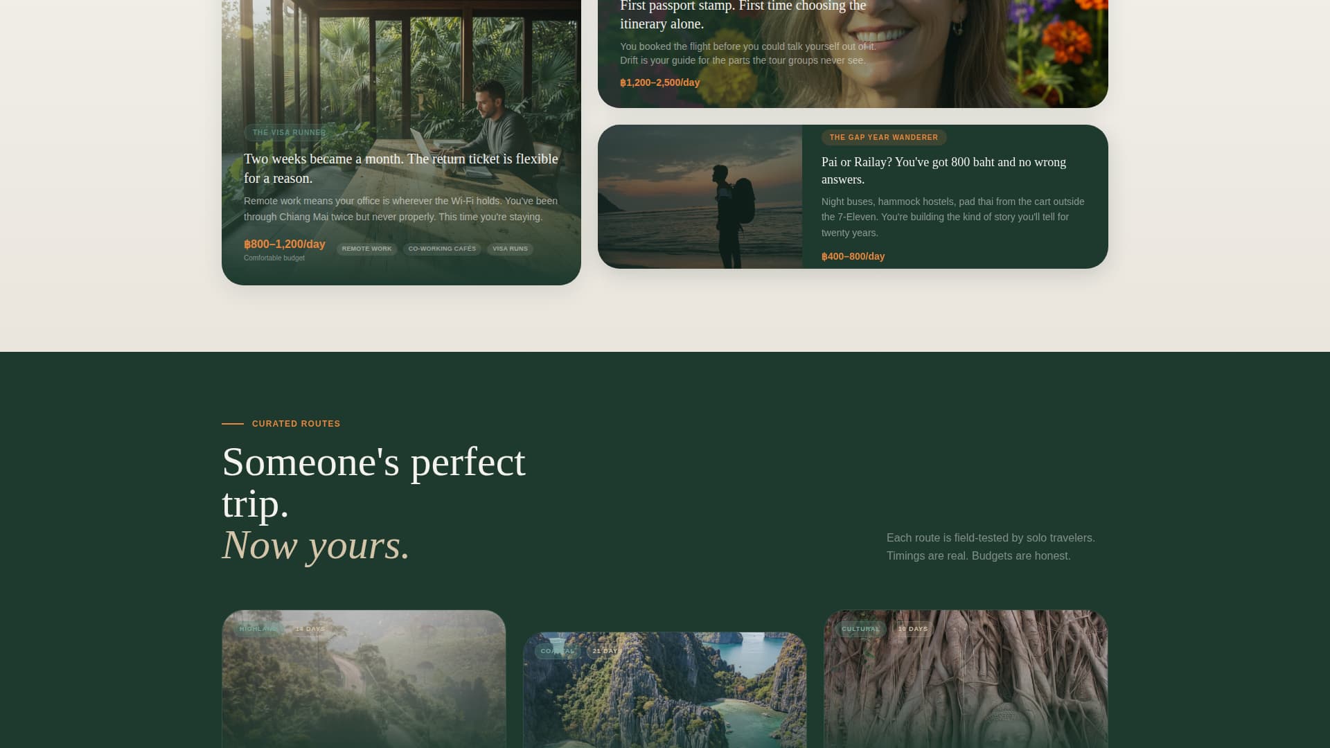 Drift - Wanderlust Solo Travel Landing Page Template