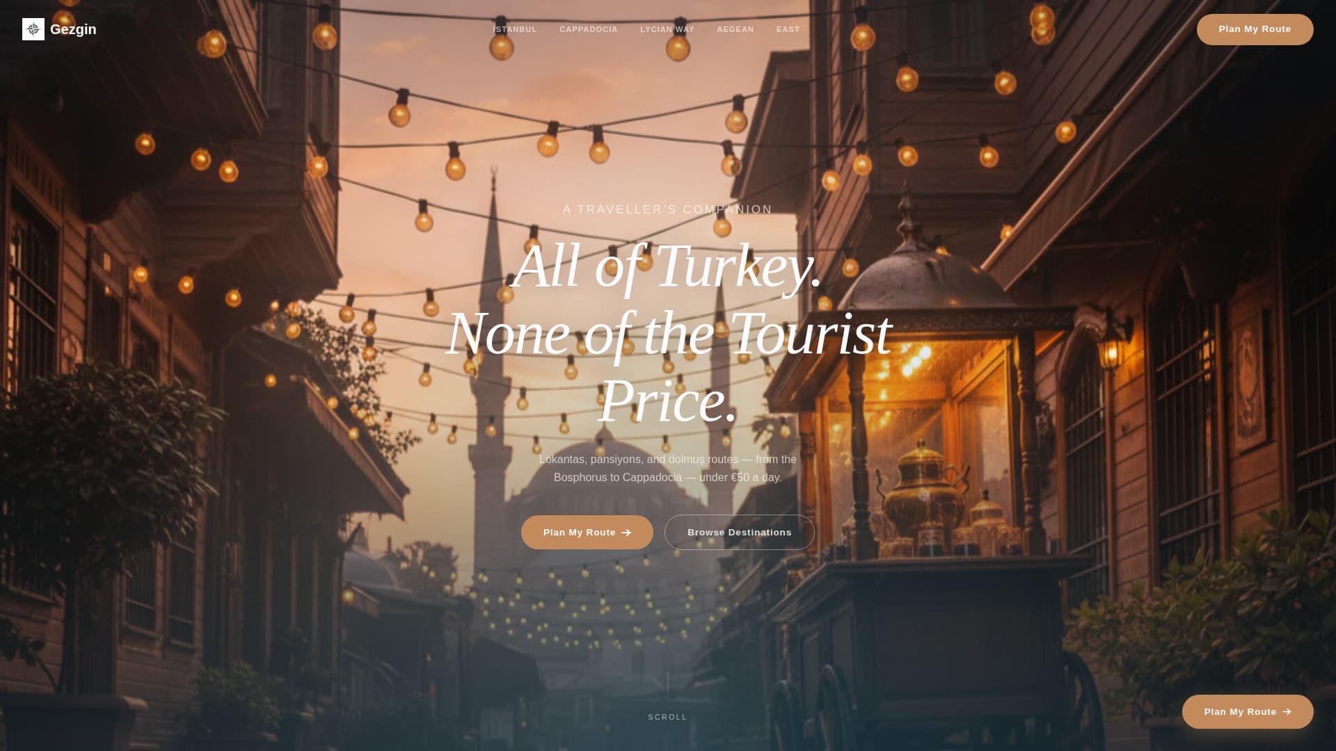 Gezgin - Immersive Budget Travel Landing Page Template