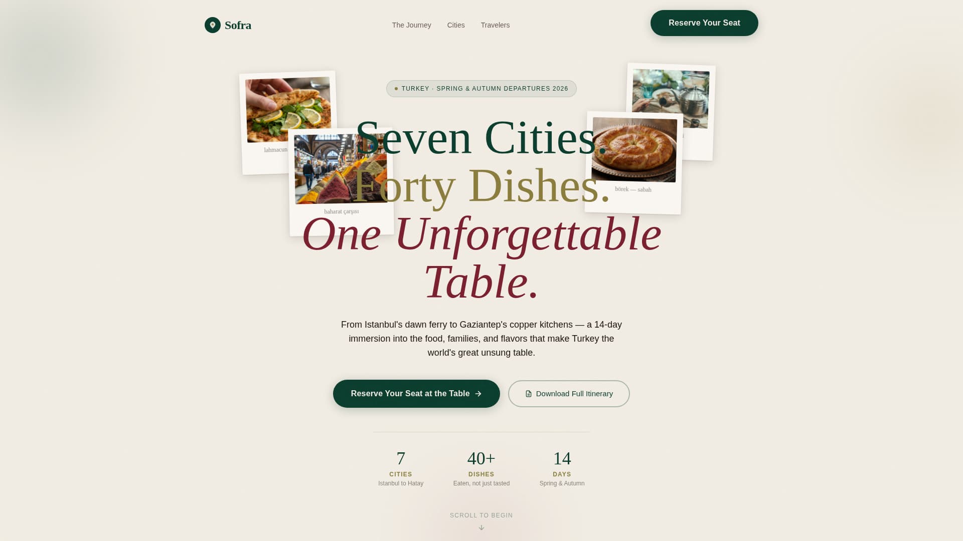 Sofra - Immersive Culinary Landing Page Template