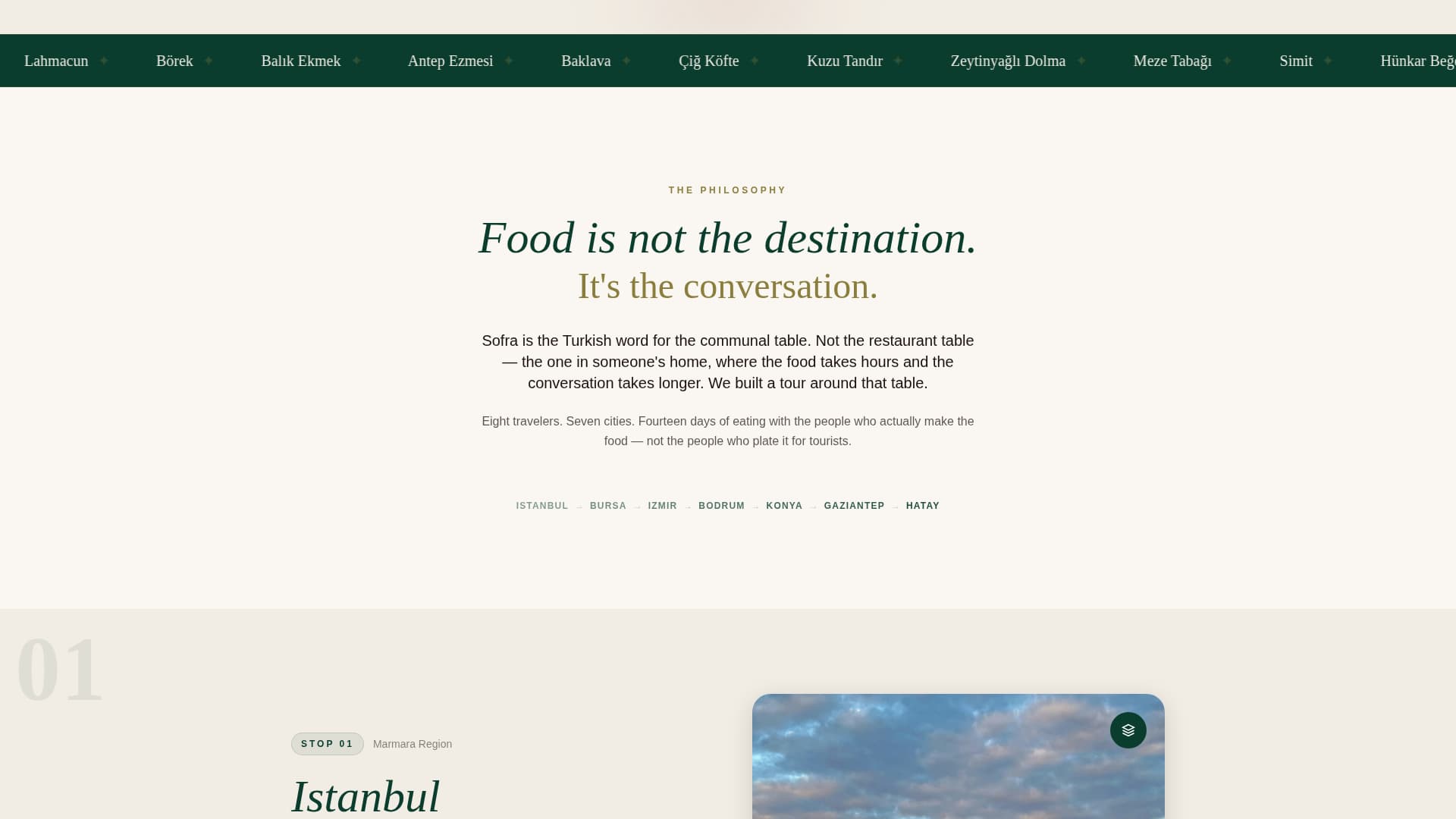 Sofra - Immersive Culinary Landing Page Template