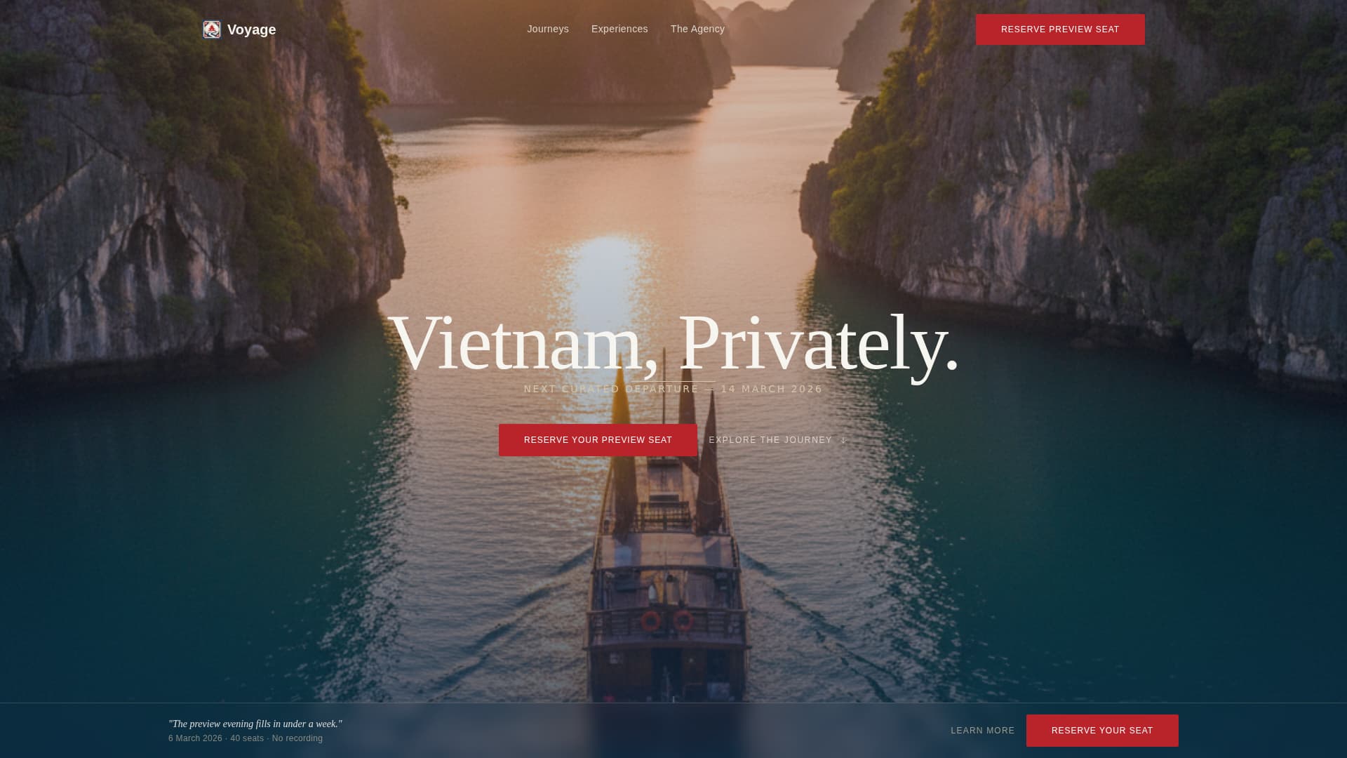 Voyage - Curated Vietnam Landing Page Template