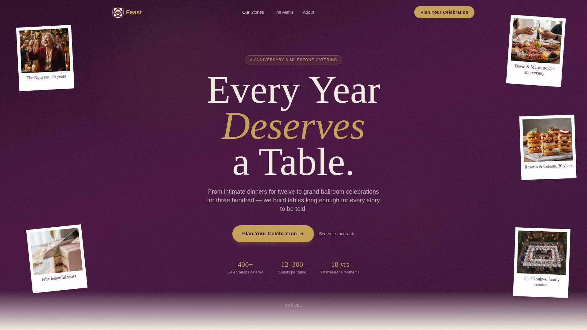 Feast - Elegant Anniversary Landing Page Template