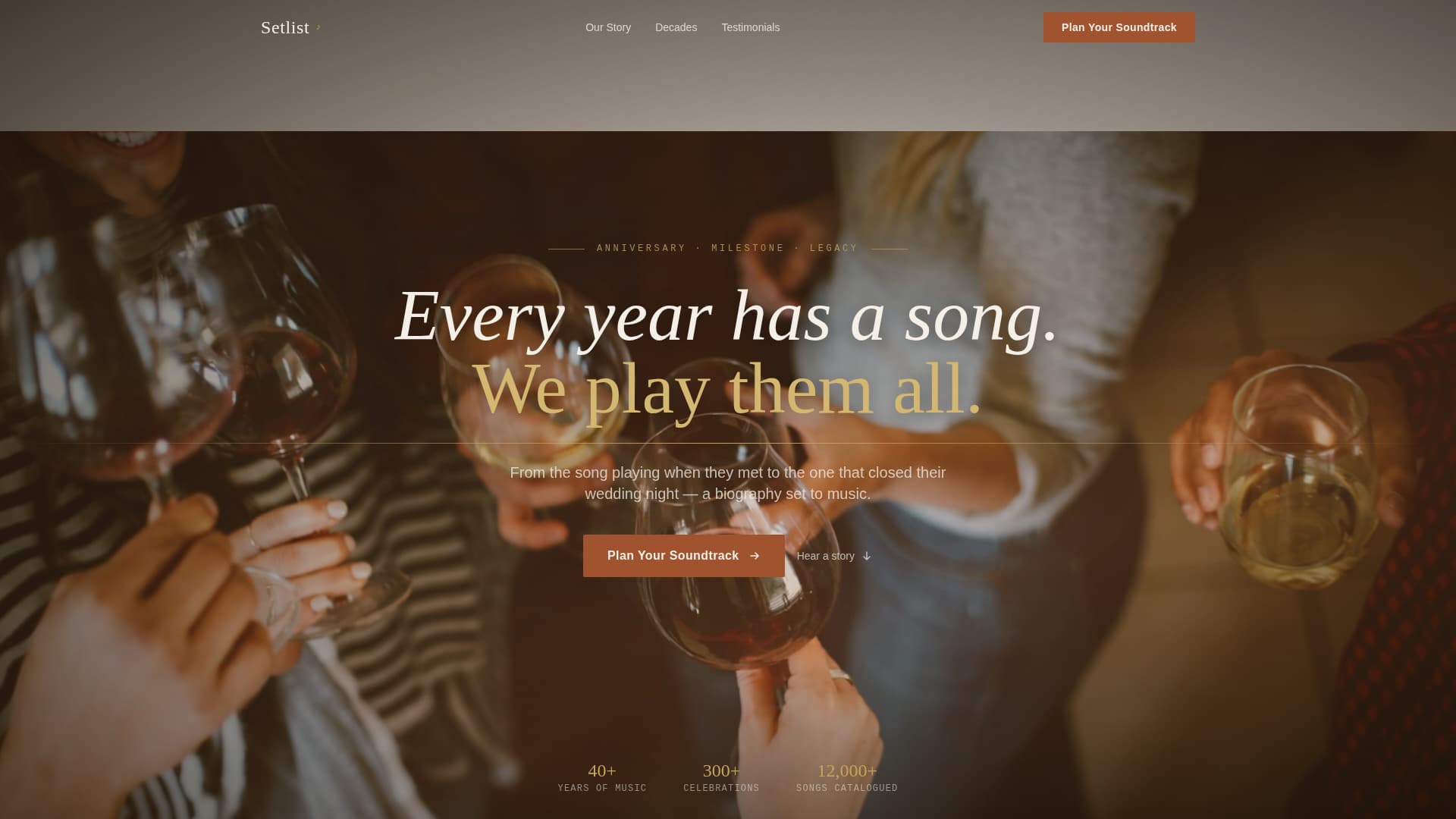 Setlist - Timeless Anniversary Landing Page Template