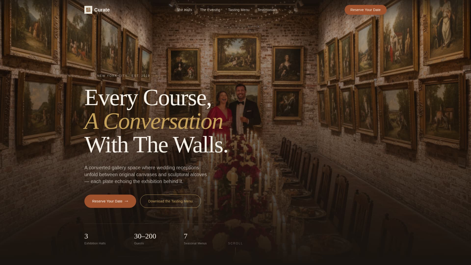 Curate - Artful Wedding Venue Landing Page Template
