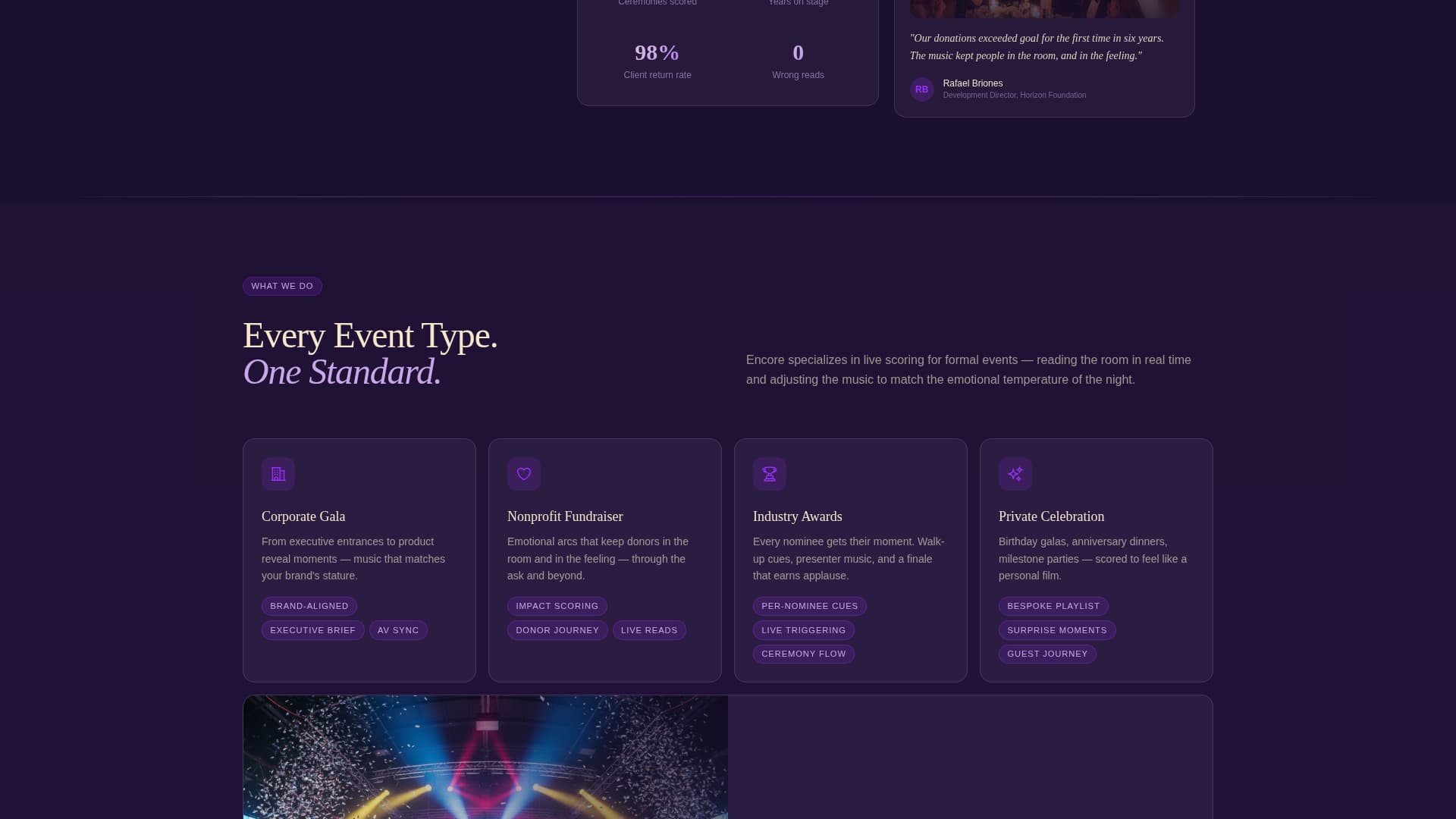 Encore - Captivating Awards Ceremony Landing Page Template