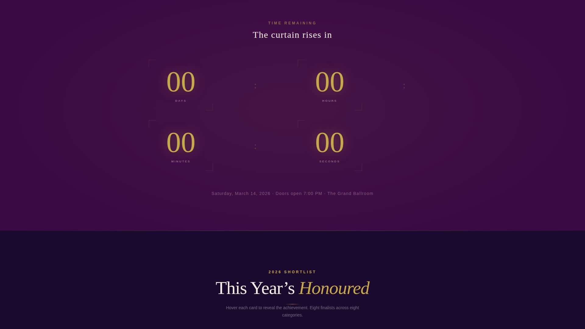 Ovation - Cinematic Awards Landing Page Template