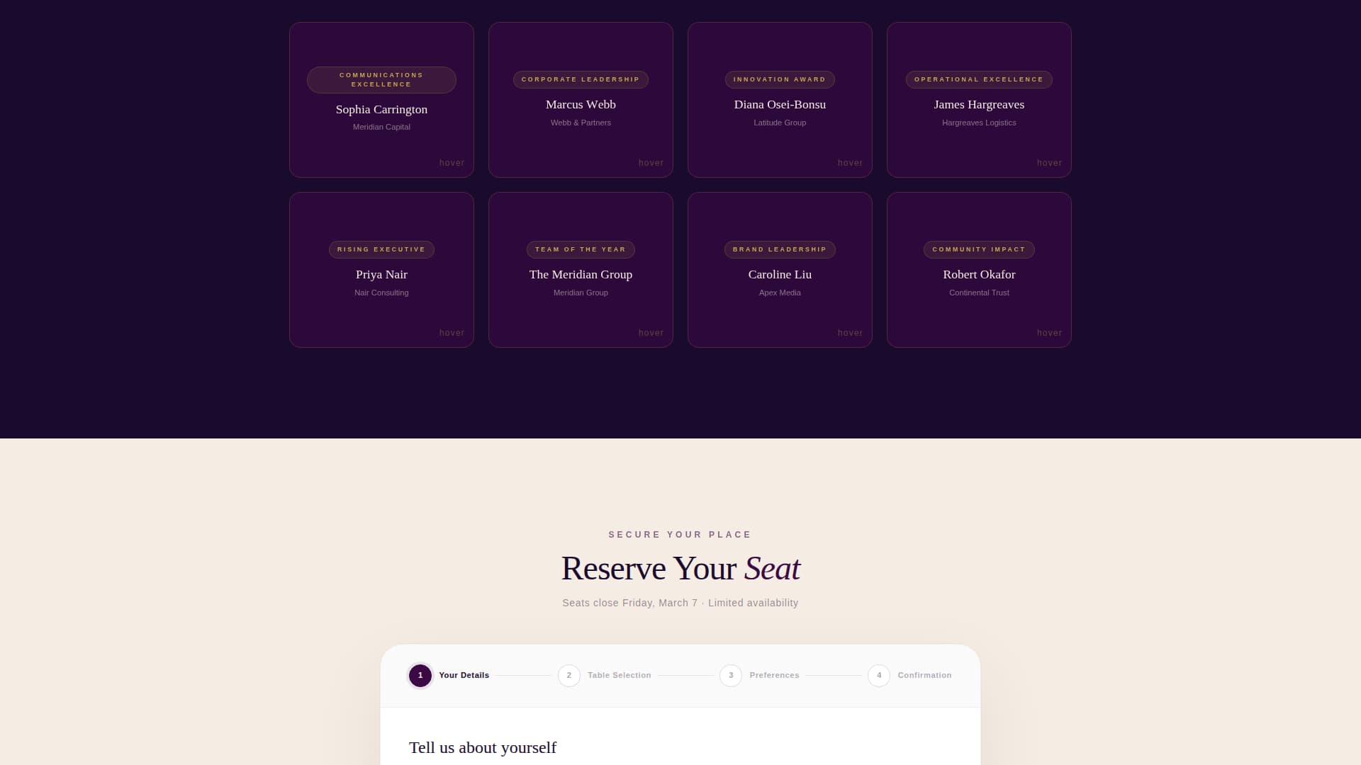 Ovation - Cinematic Awards Landing Page Template