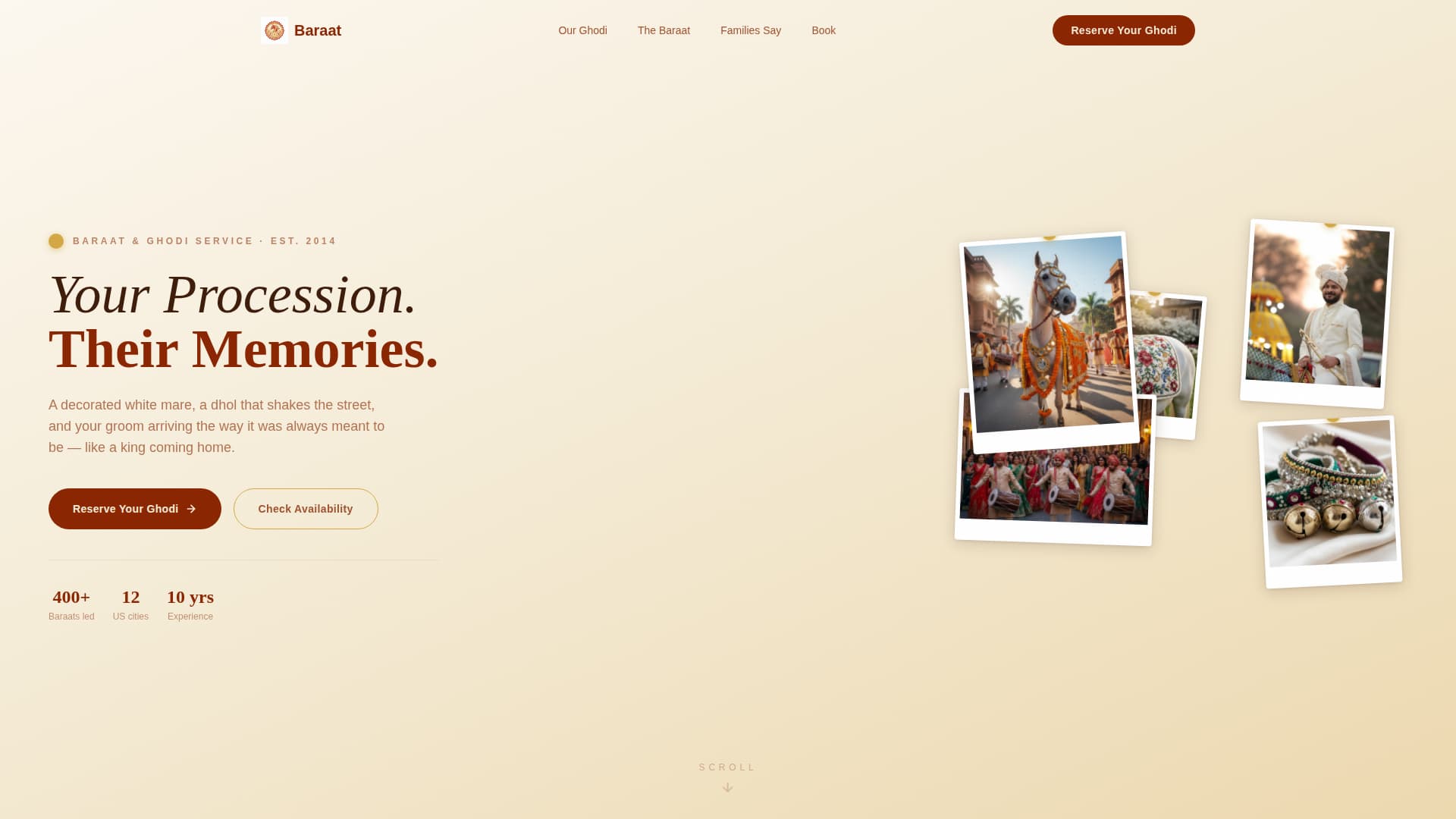 Baraat - Unforgettable Procession Landing Page Template