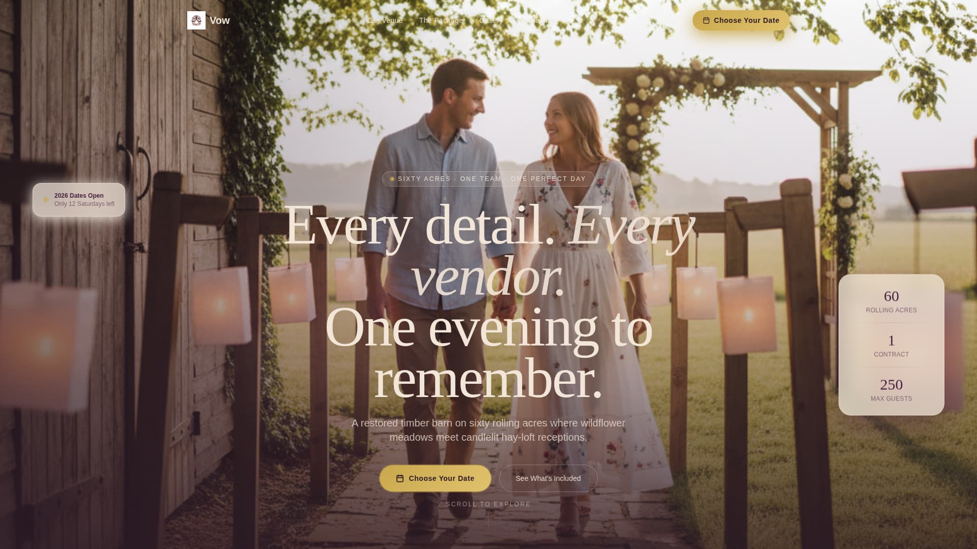 Vow - Enchanting Barnvenue Landing Page Template