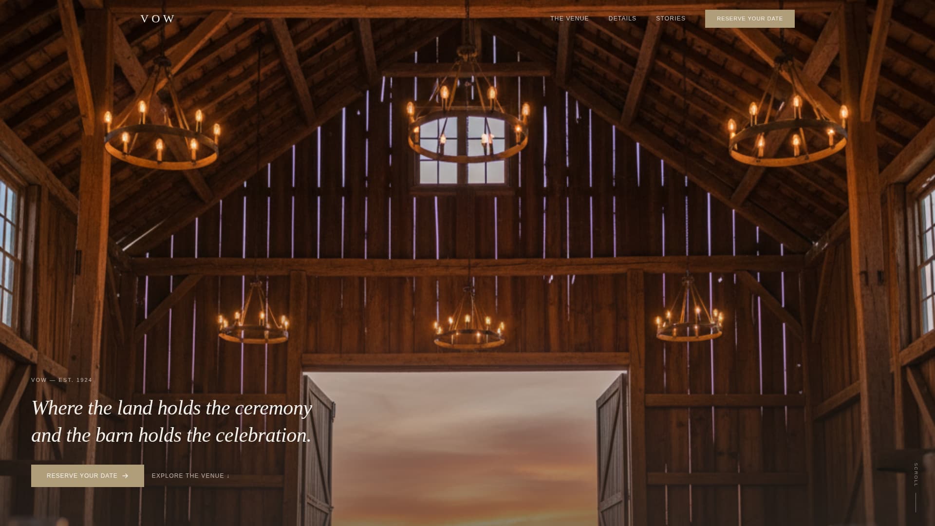Vow - Elegant Barnwedding Landing Page Template