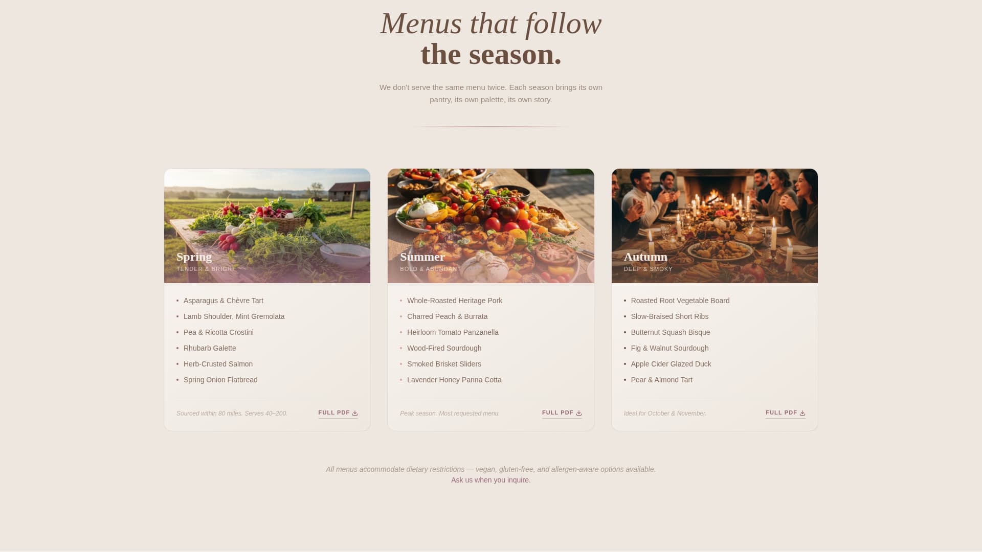 Harvest - Rustic Catering Landing Page Template