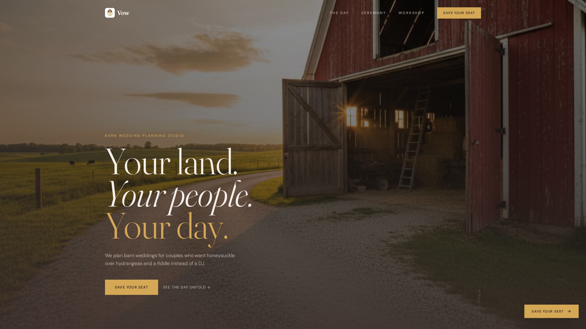 Vow - Enchanting Barnwedding Landing Page Template