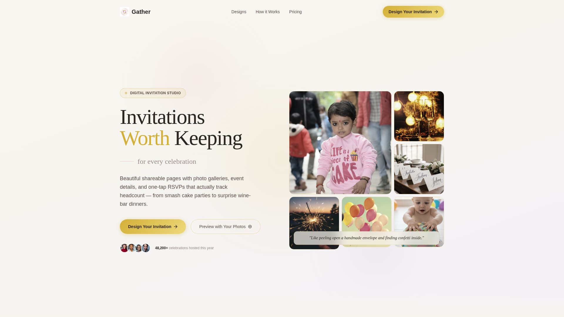 Gather - Joyful Birthday Landing Page Template