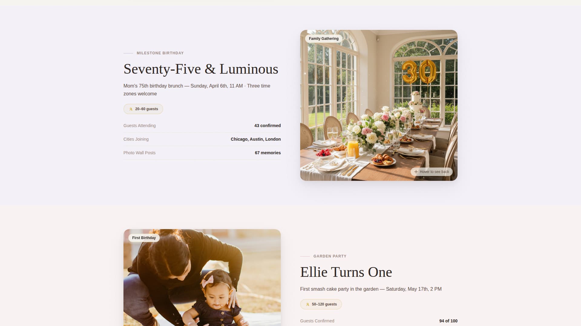 Gather - Joyful Birthday Landing Page Template
