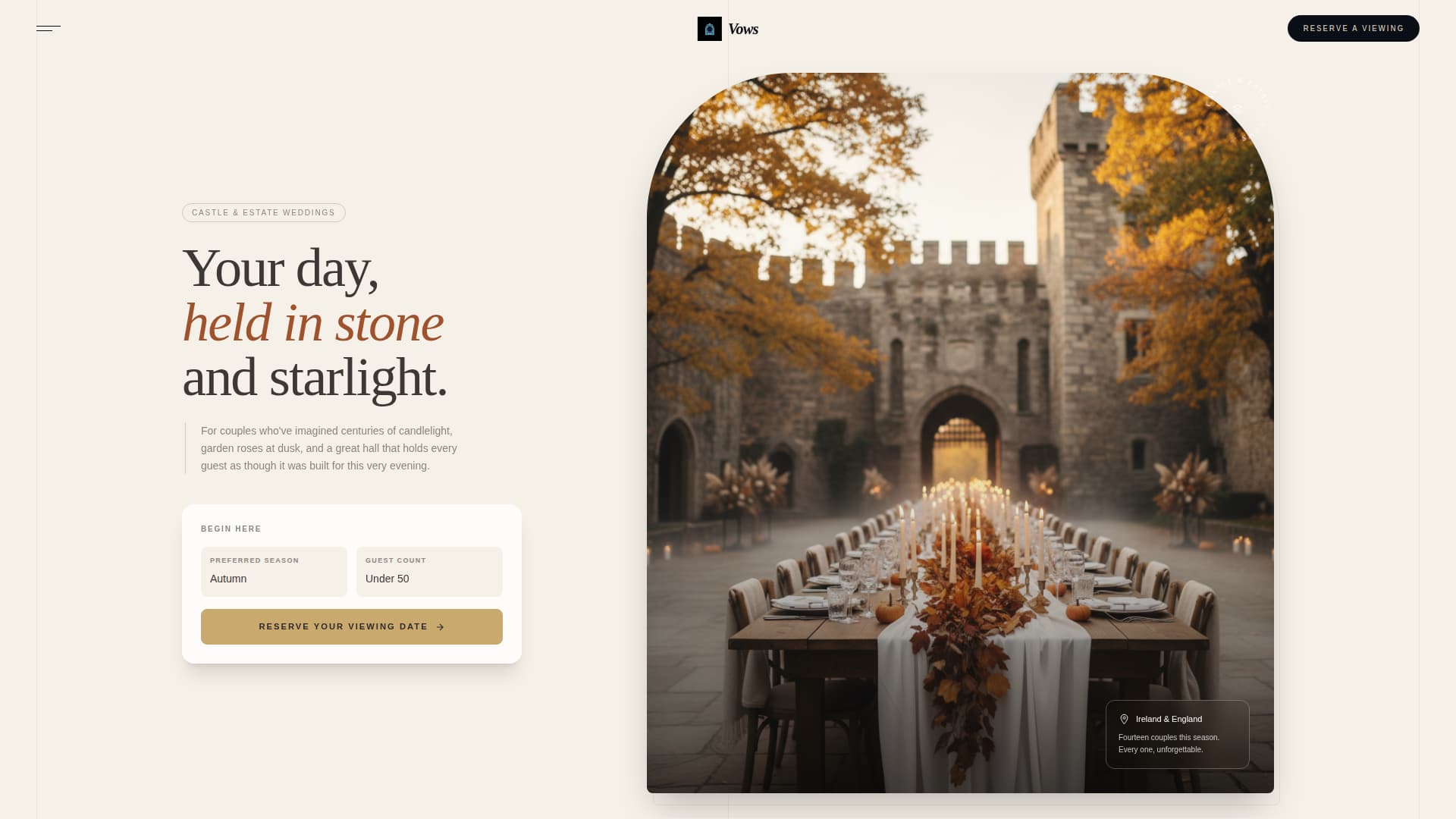 Vows - Enchanting Estate Landing Page Template