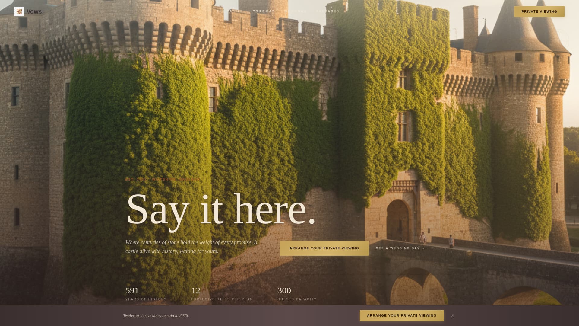 Vows - Enchanting Castlewedding Landing Page Template