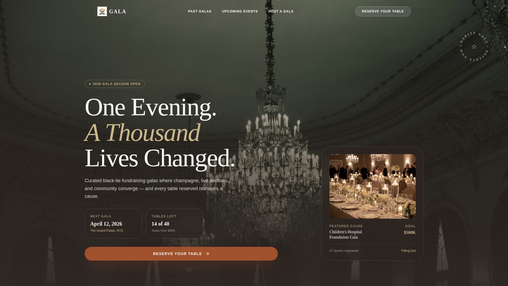 Gala - Luxe Charity Landing Page Template