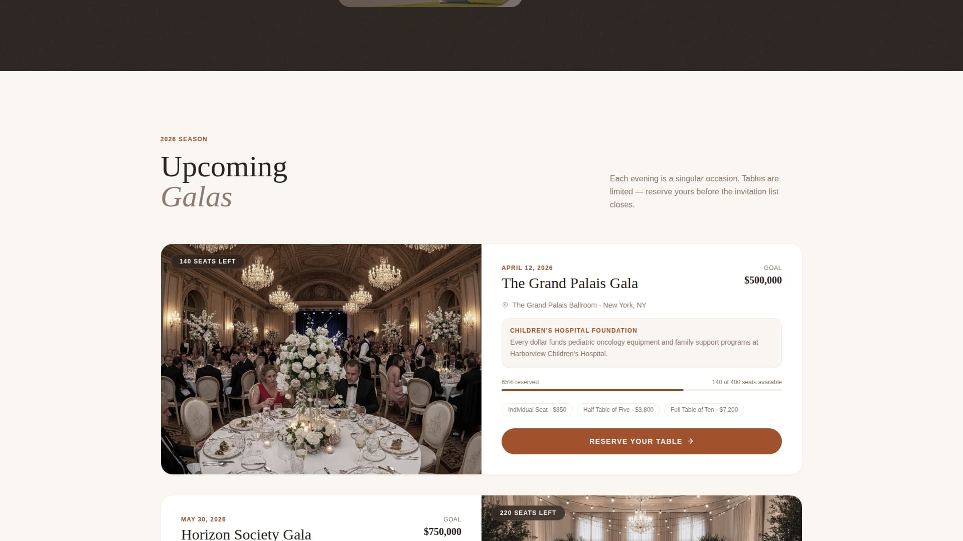 Gala - Luxe Charity Landing Page Template
