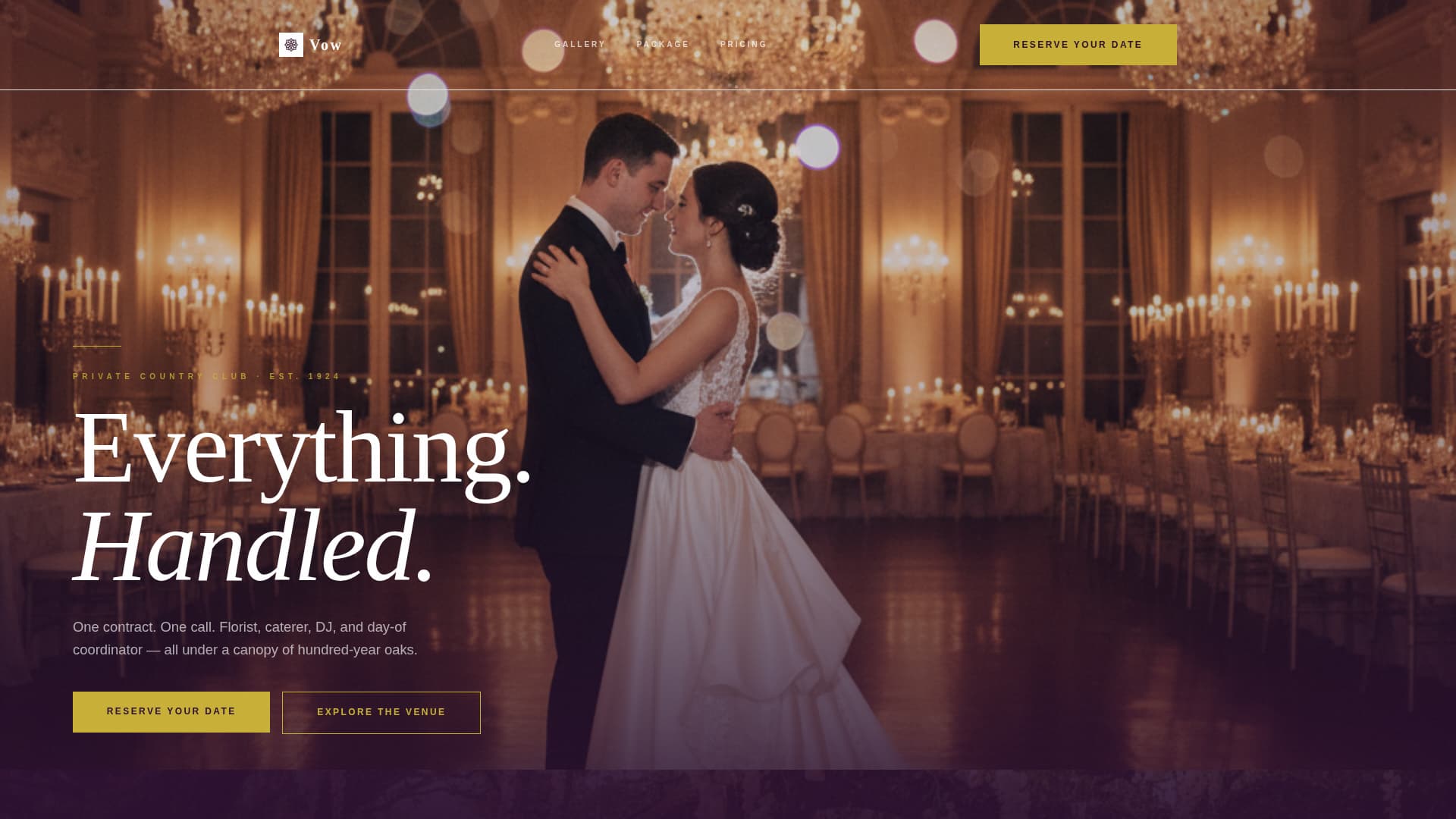 Vow - Luxe Weddingvenue Landing Page Template